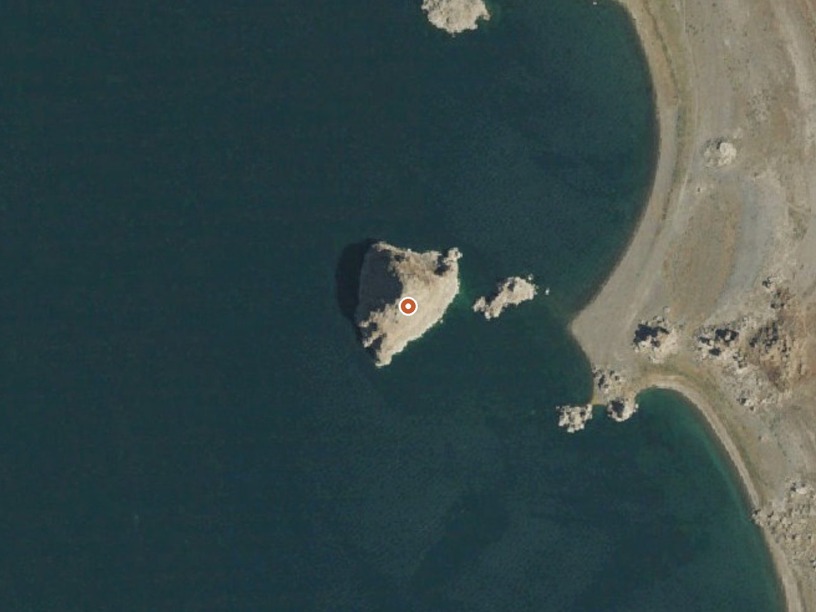 Aerial view of the ground around Pyramid Island Hot Spring