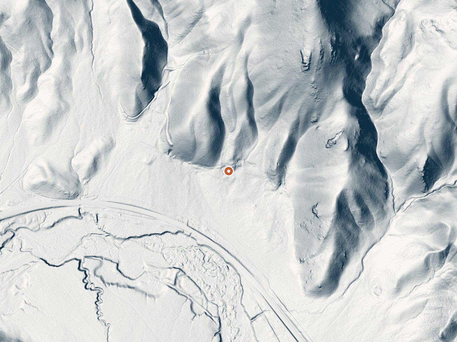 LiDAR bare-earth view of the same ground around Raine Ranch Springs