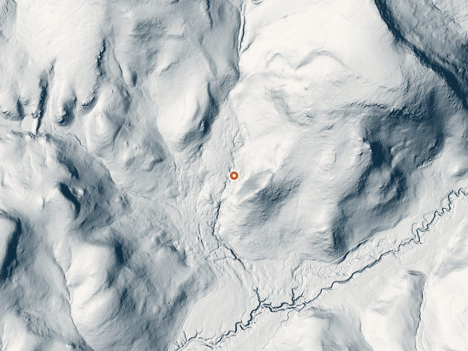 LiDAR bare-earth view of the same ground around Rizzi Ranch Hot Spring