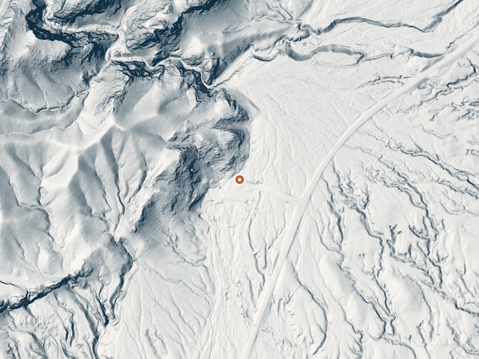 LiDAR bare-earth view of the same ground around Rogers Spring