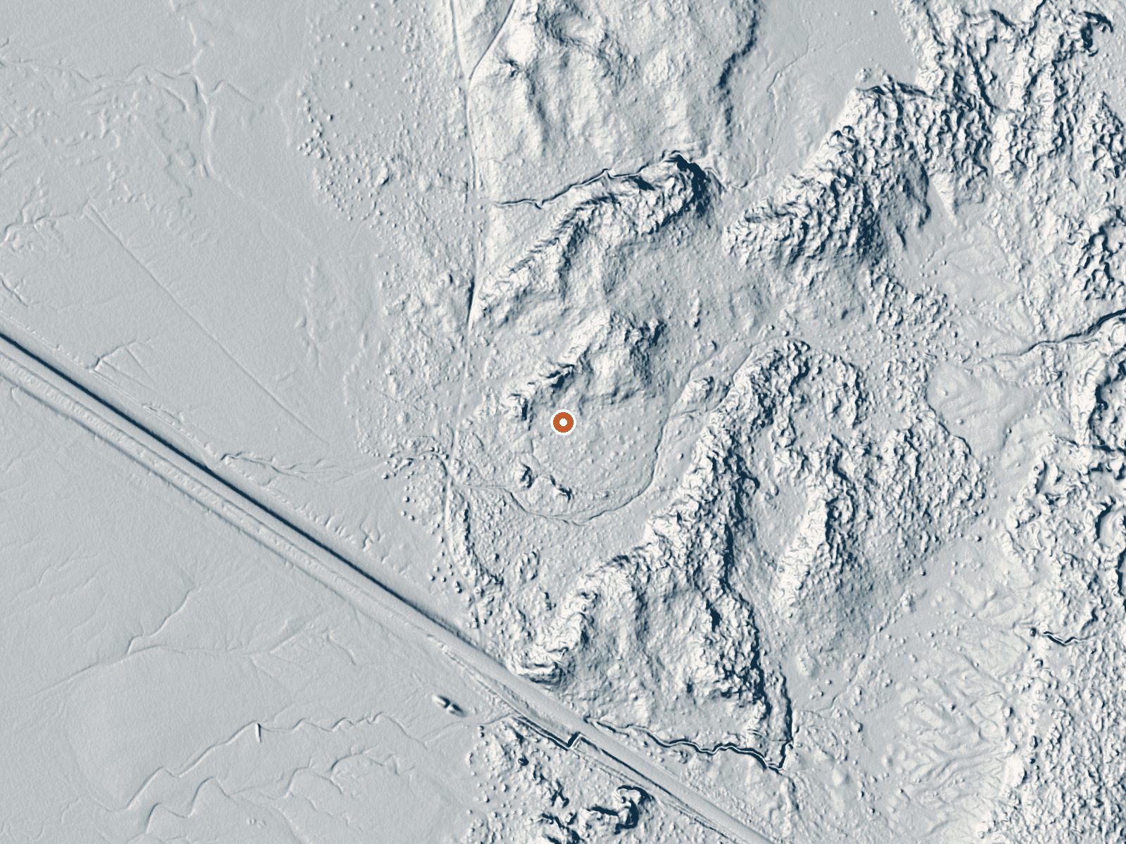 LiDAR bare-earth view of the same ground around Sand Springs