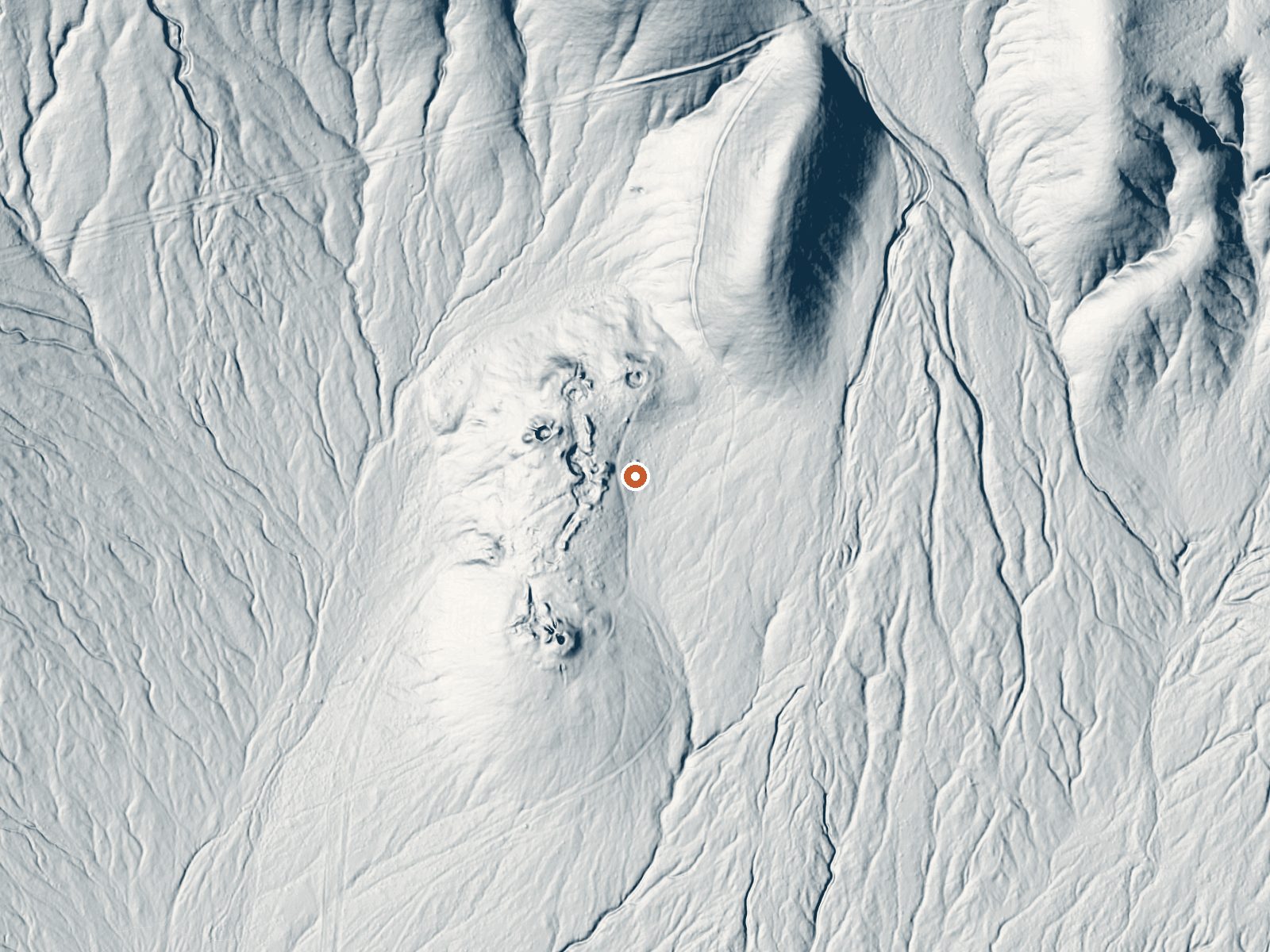 LiDAR bare-earth view of the same ground around Sou (Seven Devils) Hot Springs