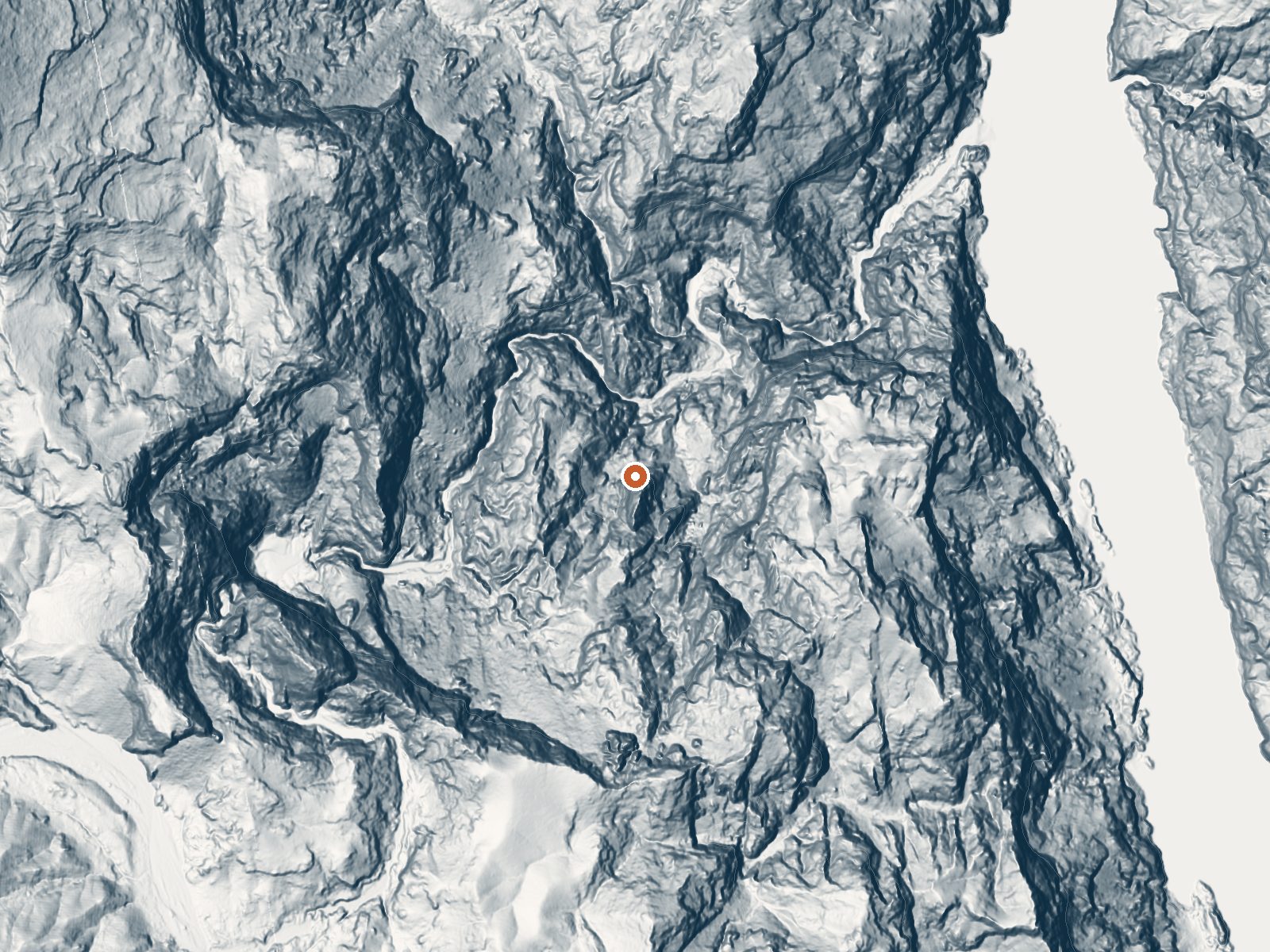 LiDAR bare-earth view of the same ground around Hot Springs