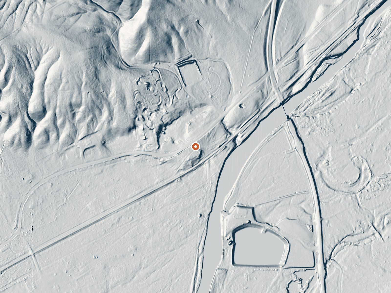LiDAR bare-earth view of the same ground around Hot Springs (Carlin)