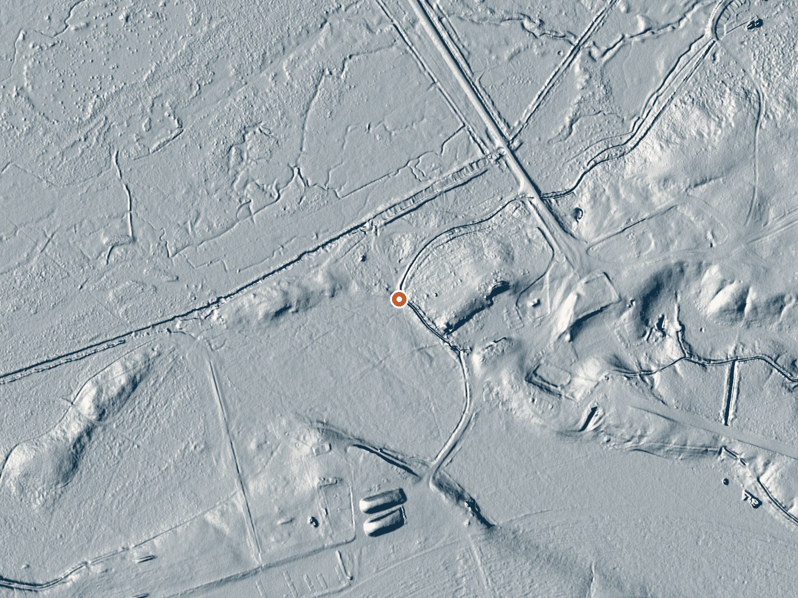 LiDAR bare-earth view of the same ground around Hot Springs Ranch Springs