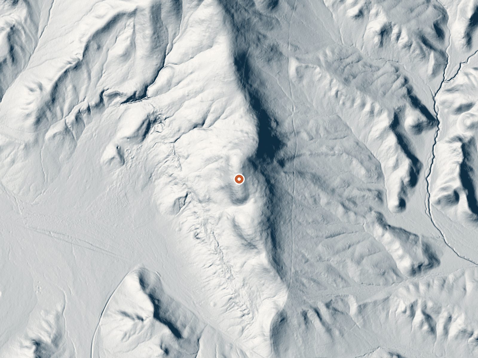LiDAR bare-earth view of the same ground around Hot Sulphur Springs