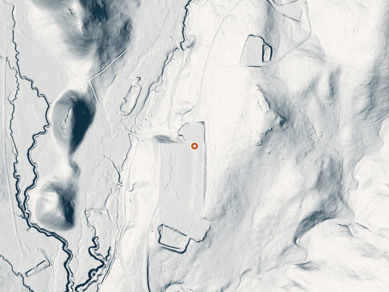 LiDAR bare-earth view of the same ground around Hot Sulphur Springs (Tuscarora)