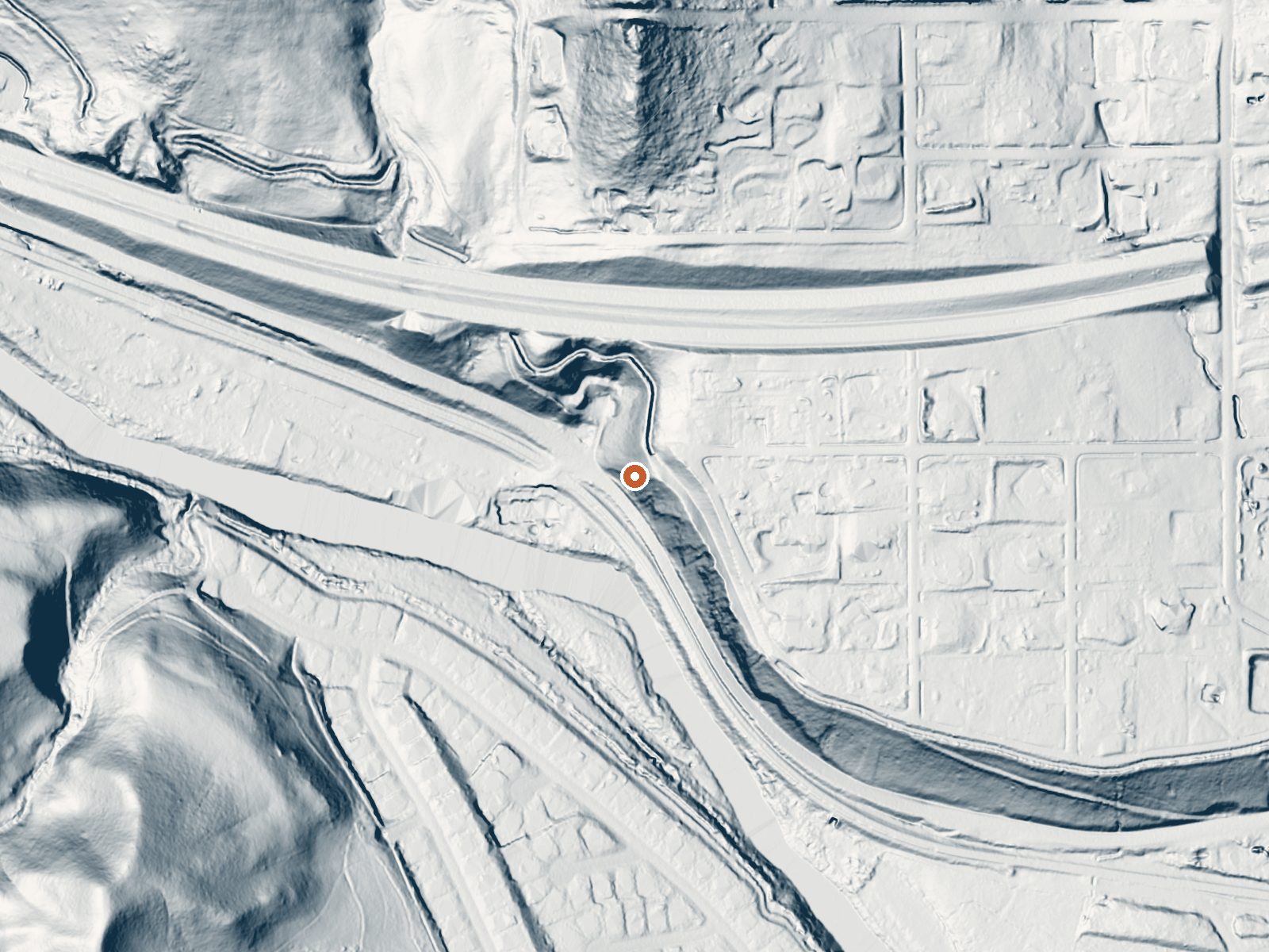 LiDAR bare-earth view of the same ground around Lawton Hot Springs