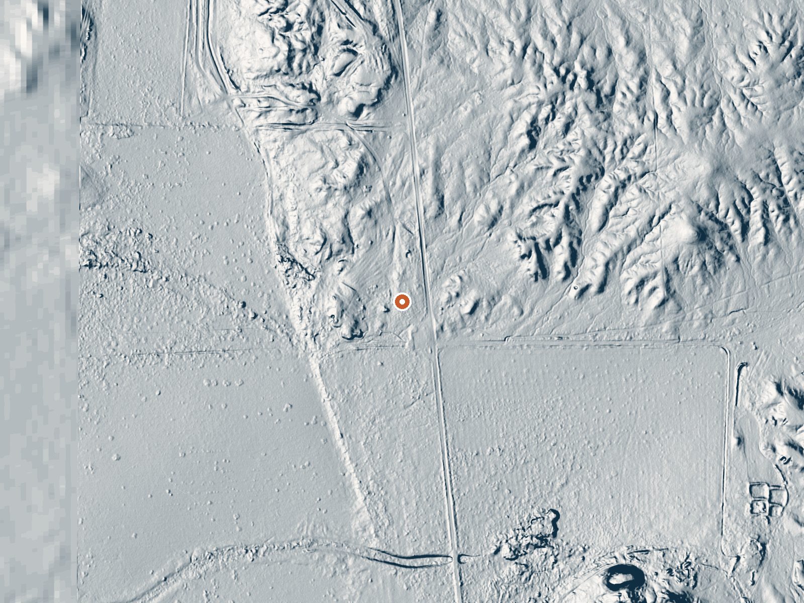 LiDAR bare-earth view of the same ground around Longstreet Spring