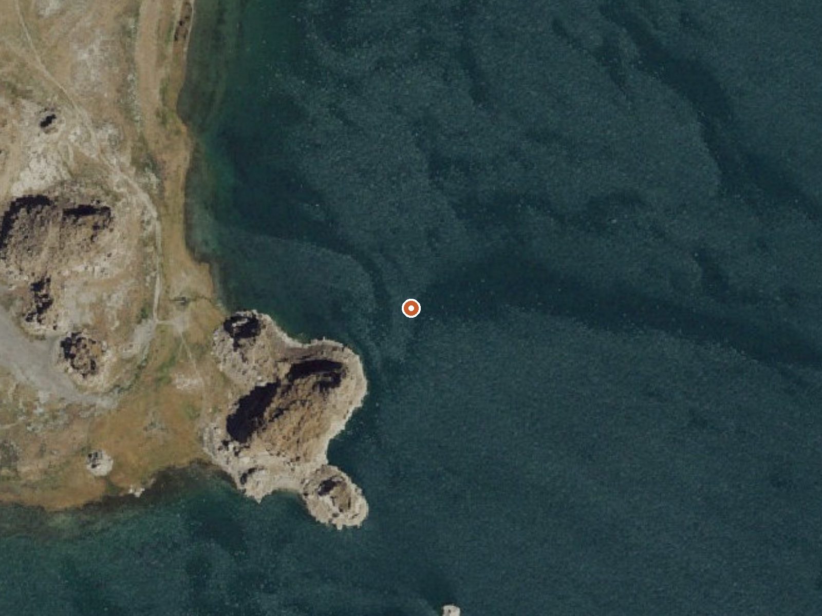 Aerial view of the ground around The Needle Rocks Hot Spring