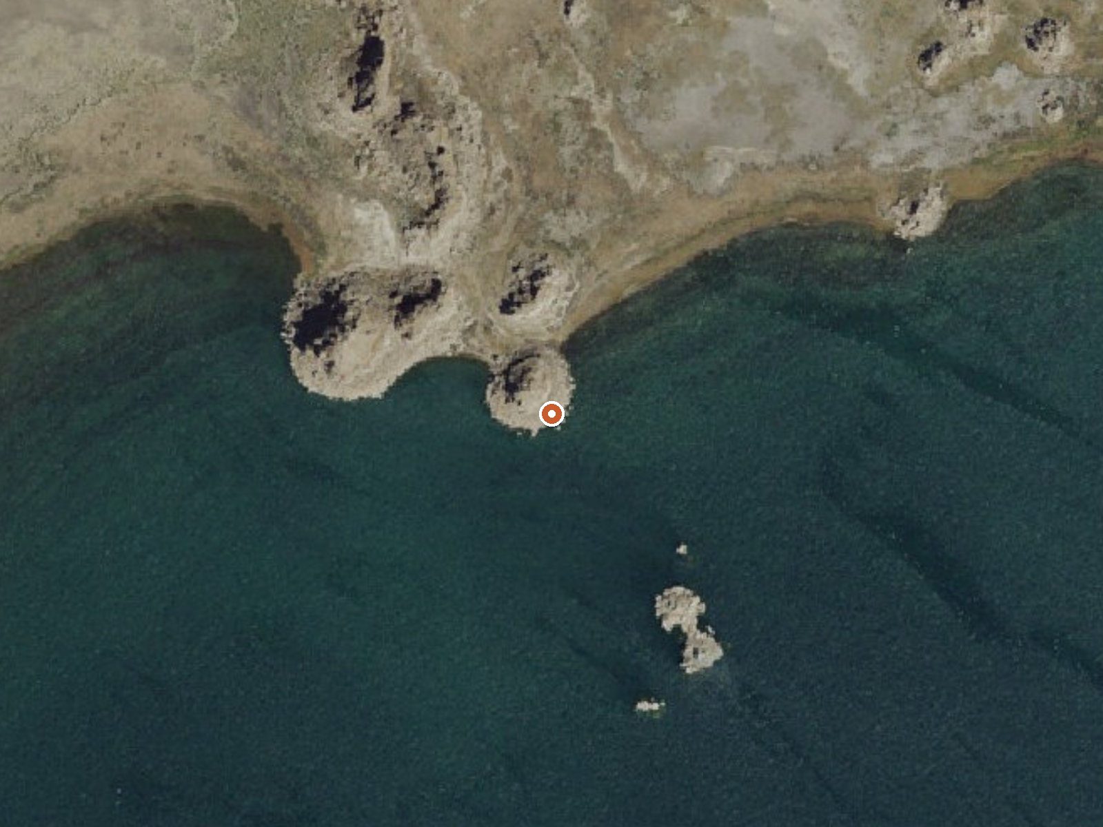 Aerial view of the ground around The Needle Rocks Hot Springs