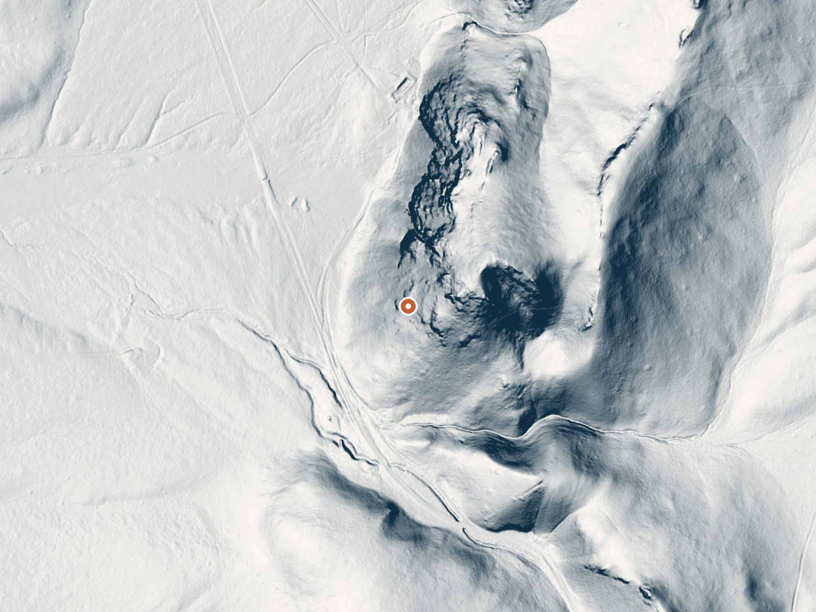 LiDAR bare-earth view of the same ground around Threemile Spring, Sulphur Hot Spr