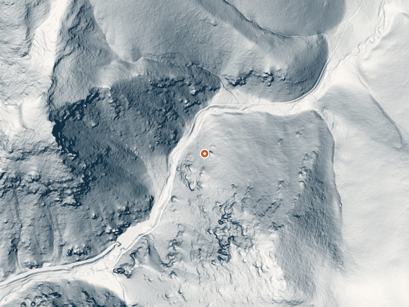 LiDAR bare-earth view of the same ground around Twelvemile Spring