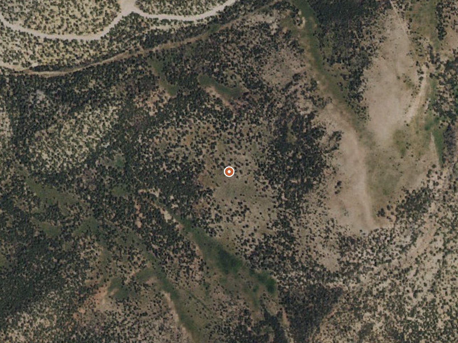 Aerial view of the ground around Upper Shellbourne Spring