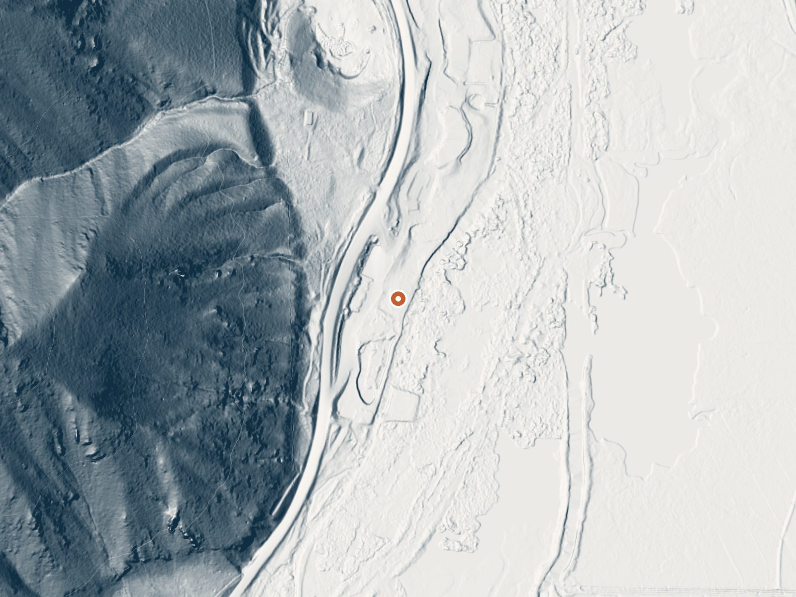 LiDAR bare-earth view of the same ground around Walleys Hot Springs