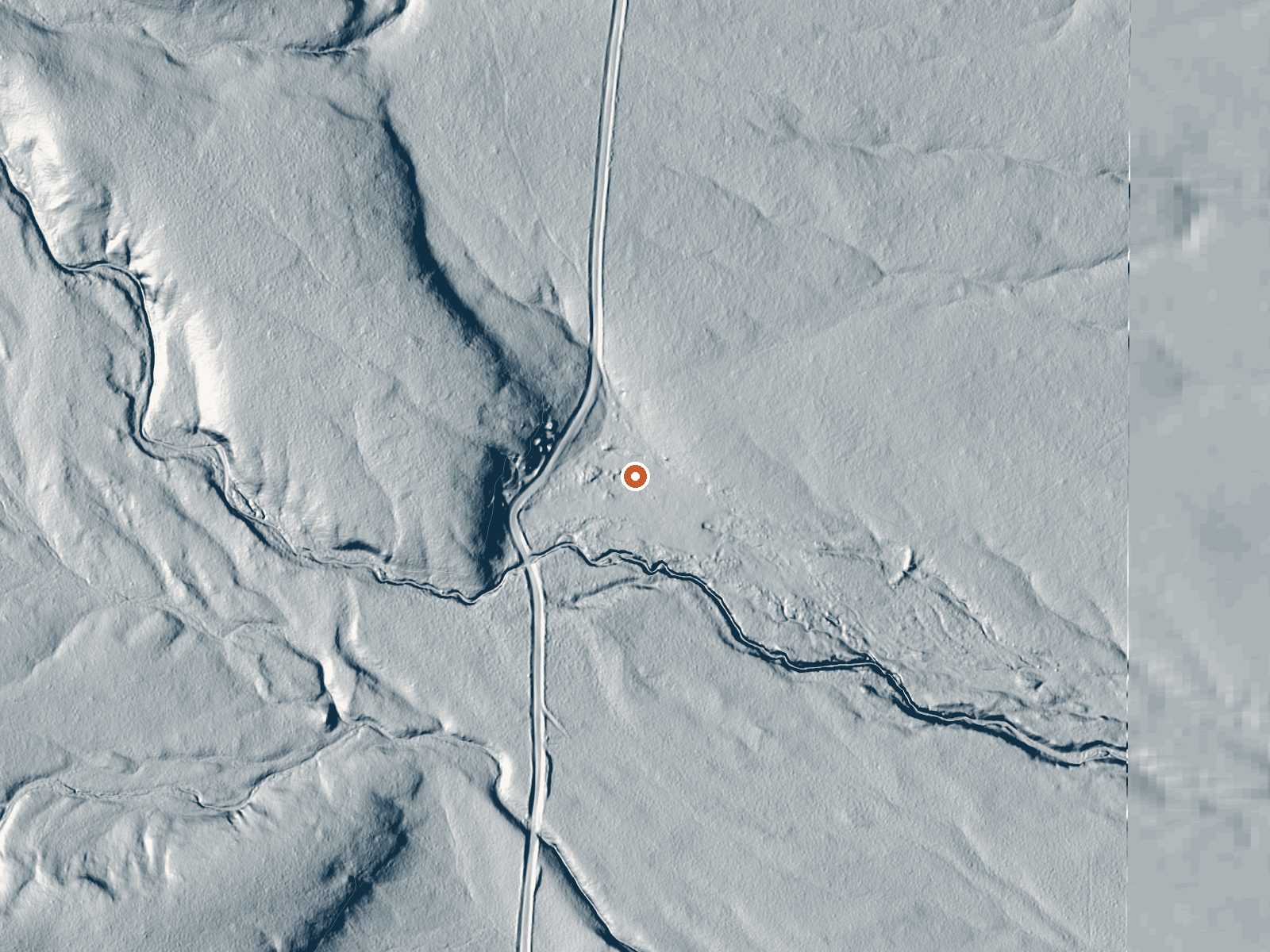 LiDAR bare-earth view of the same ground around Warm Spring