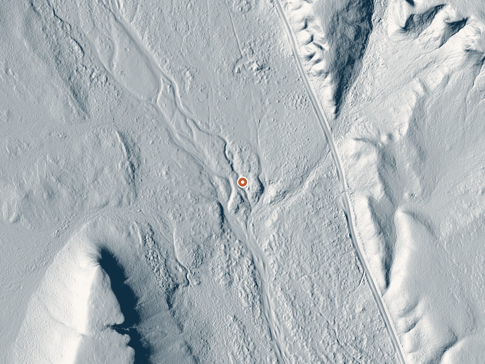 LiDAR bare-earth view of the same ground around Warm Springs
