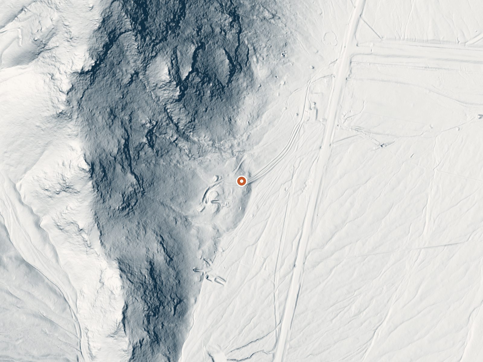 LiDAR bare-earth view of the same ground around Warm Springs