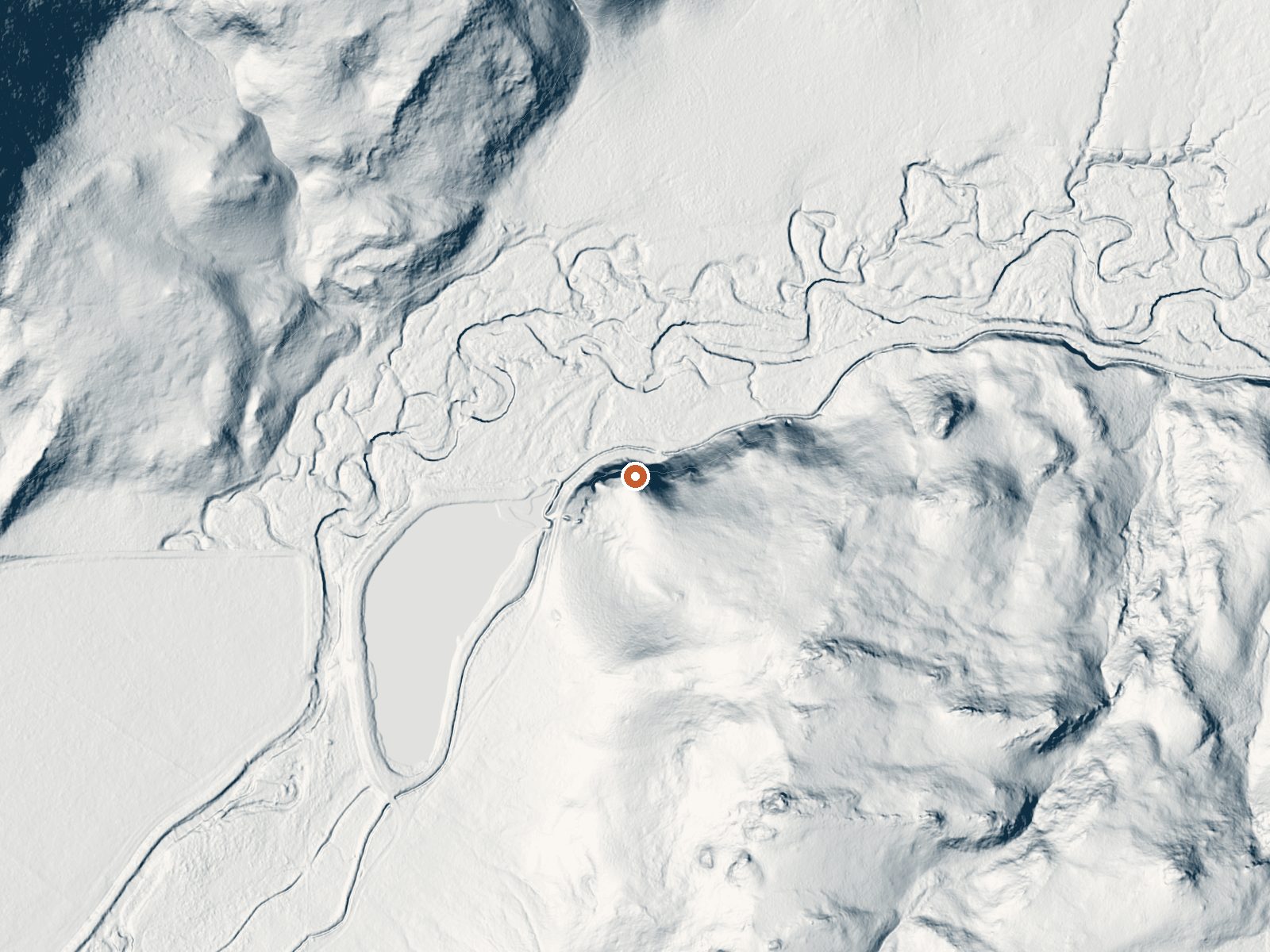 LiDAR bare-earth view of the same ground around Warm Springs