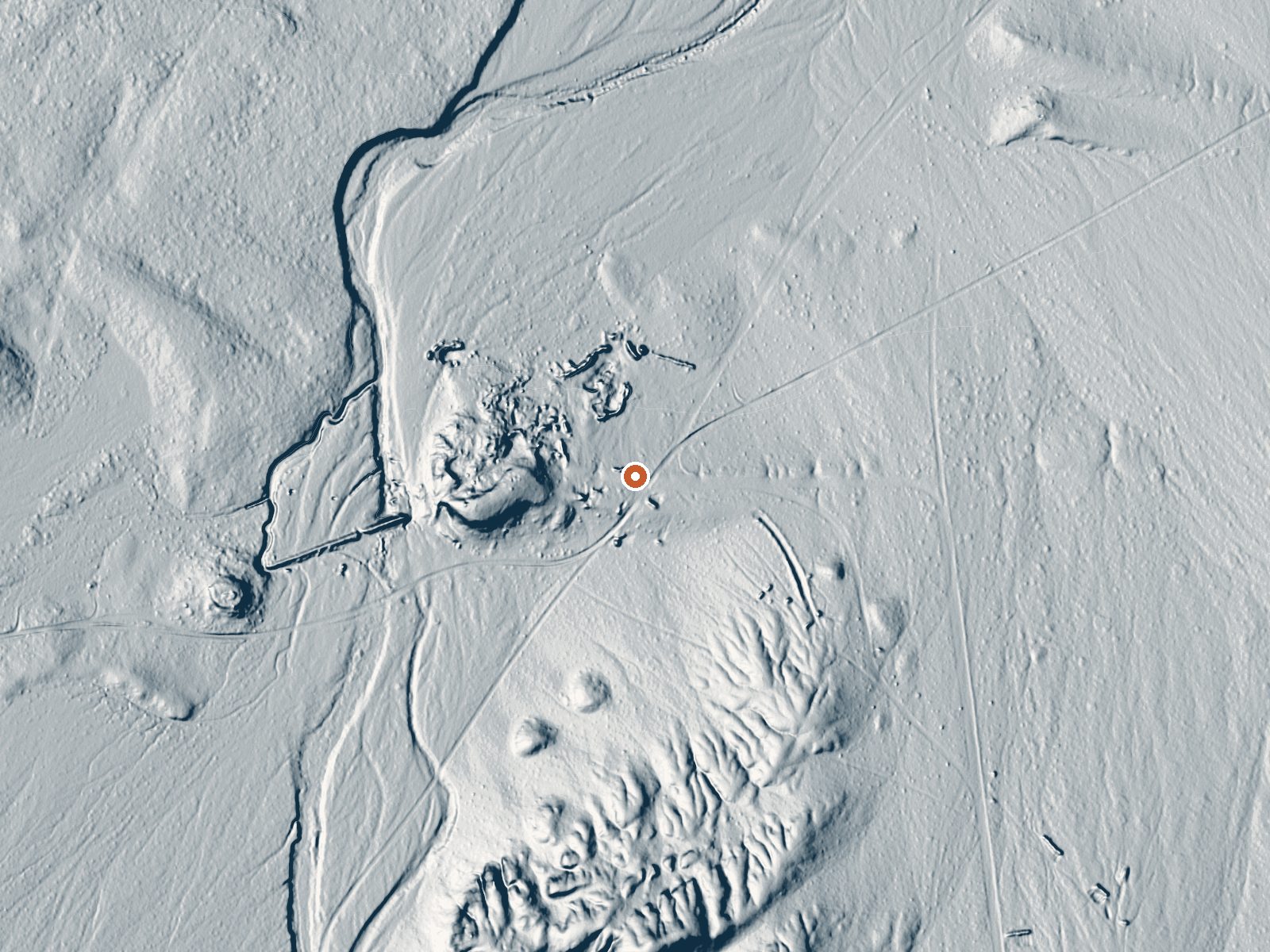 LiDAR bare-earth view of the same ground around the spring