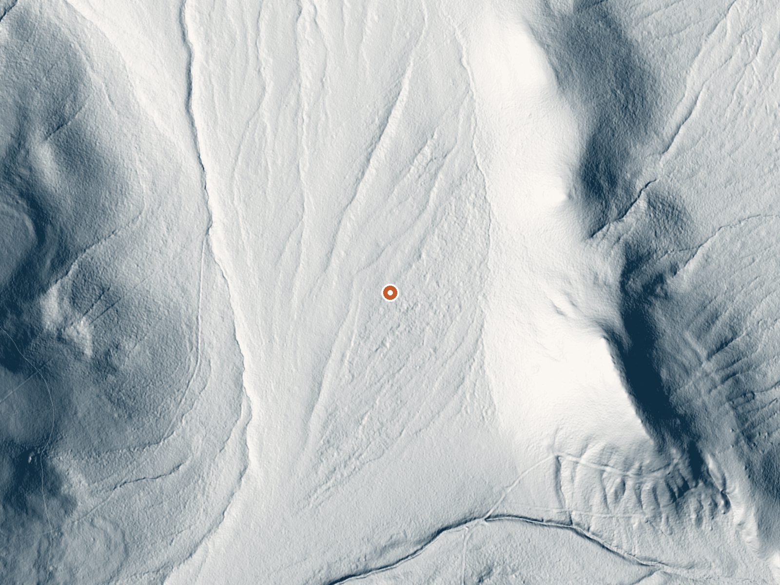LiDAR bare-earth view of the same ground around the spring