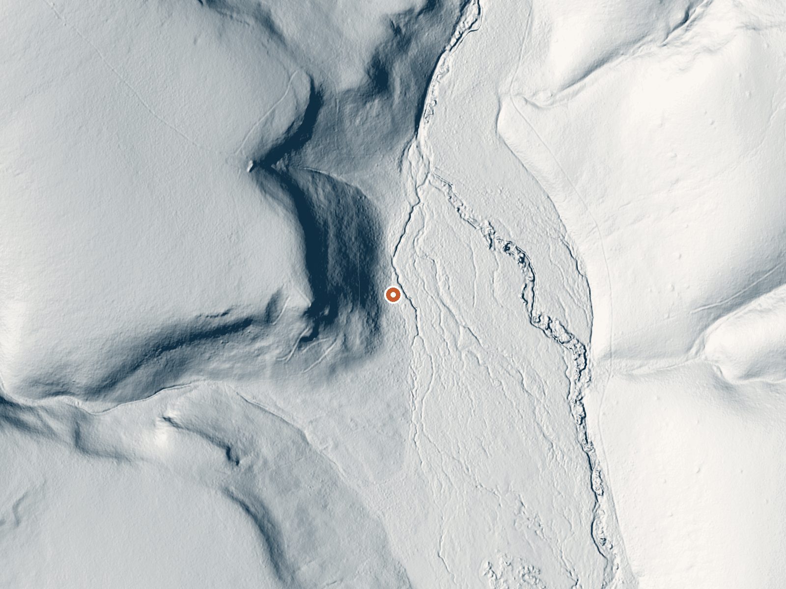 LiDAR bare-earth view of the same ground around the spring