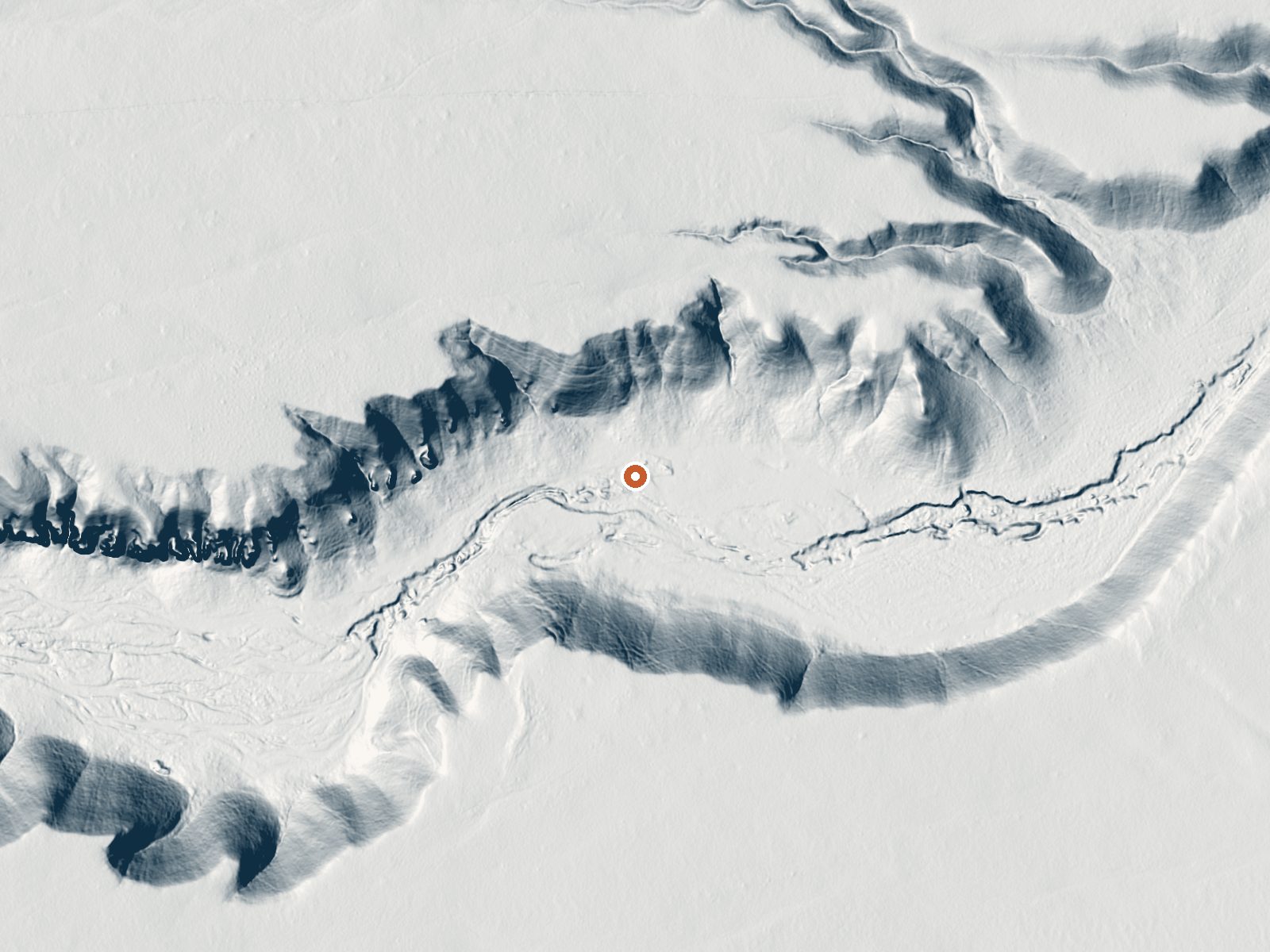 LiDAR bare-earth view of the same ground around the spring