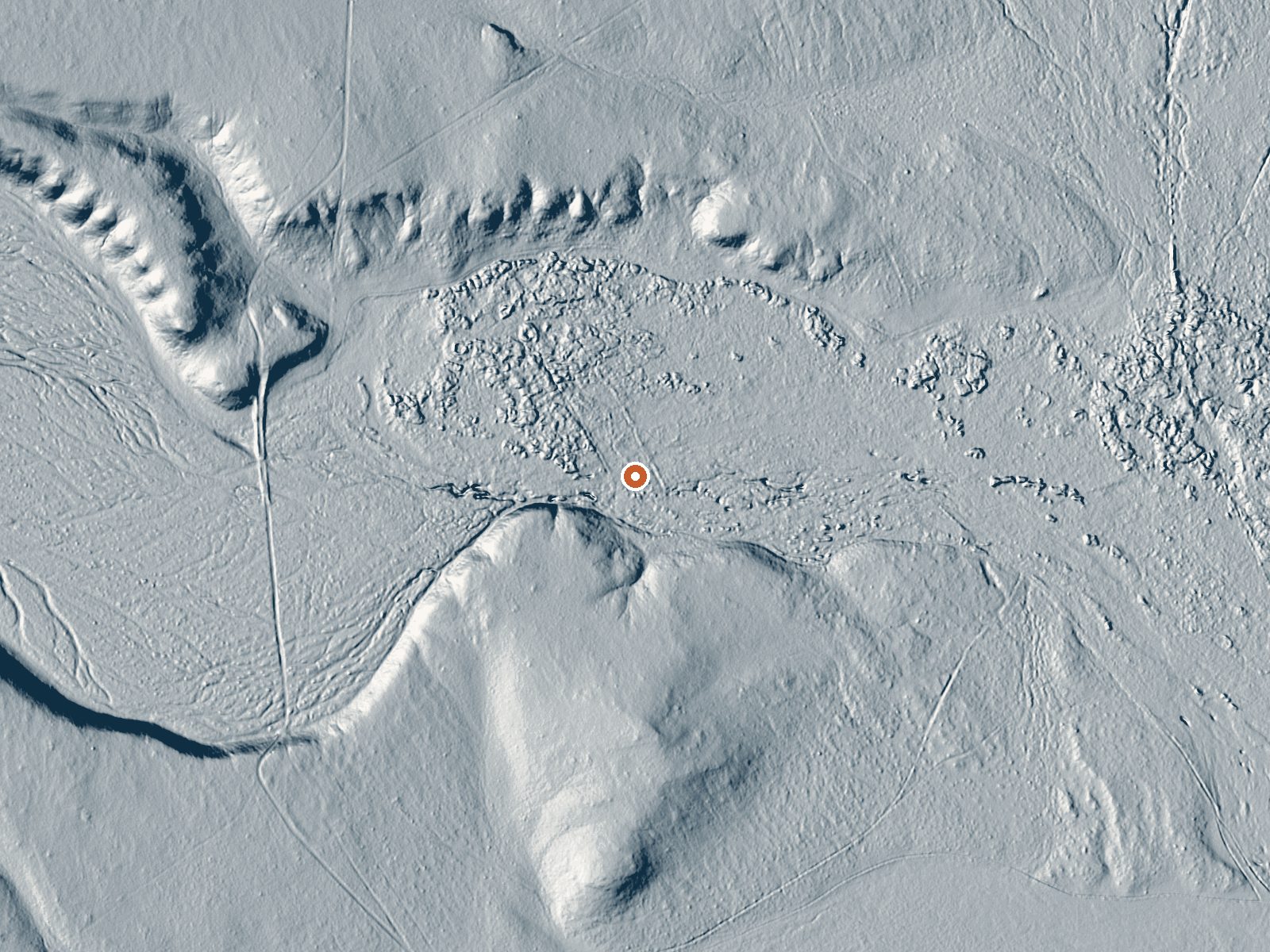LiDAR bare-earth view of the same ground around the spring