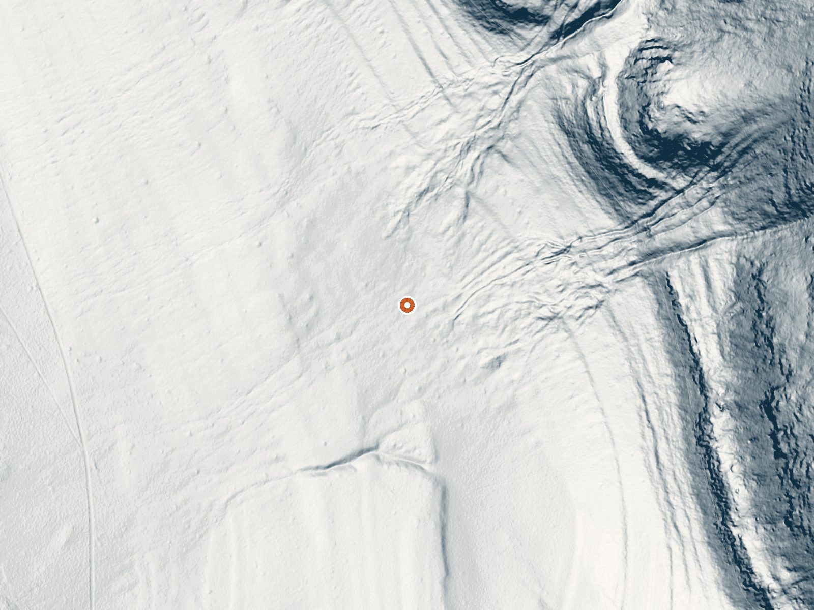 LiDAR bare-earth view of the same ground around the spring