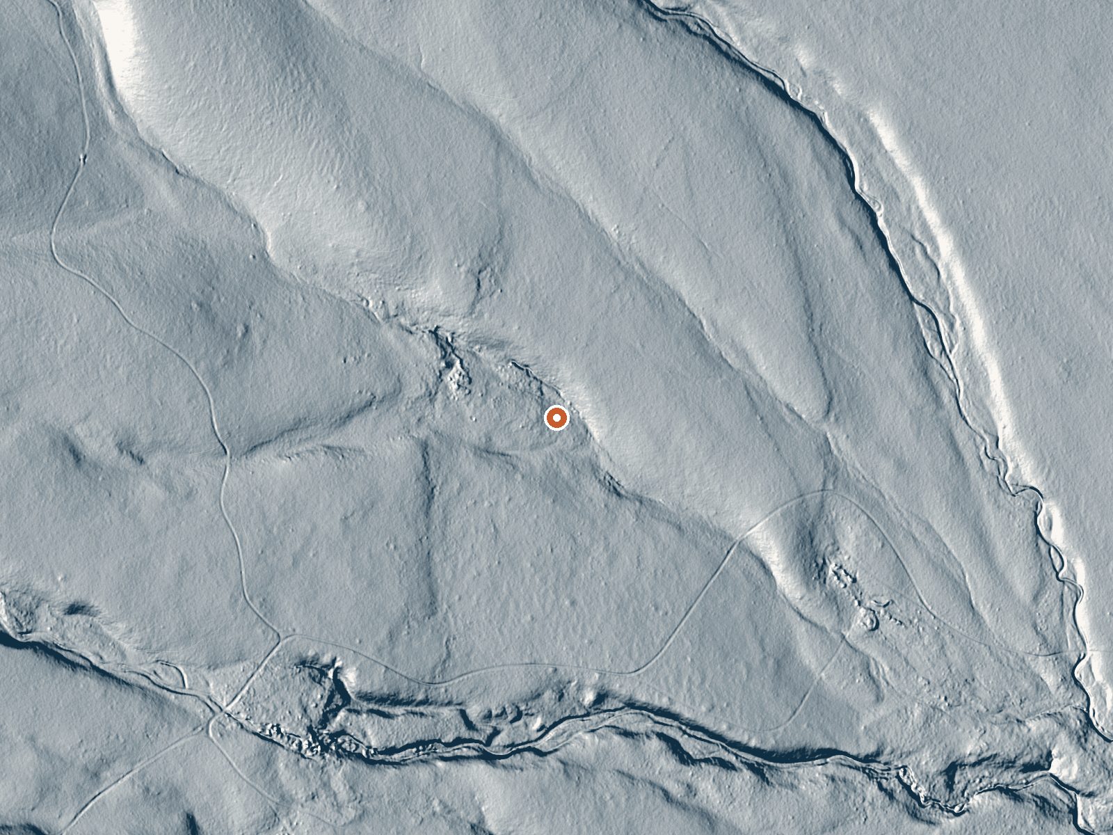 LiDAR bare-earth view of the same ground around Spring (Hot)