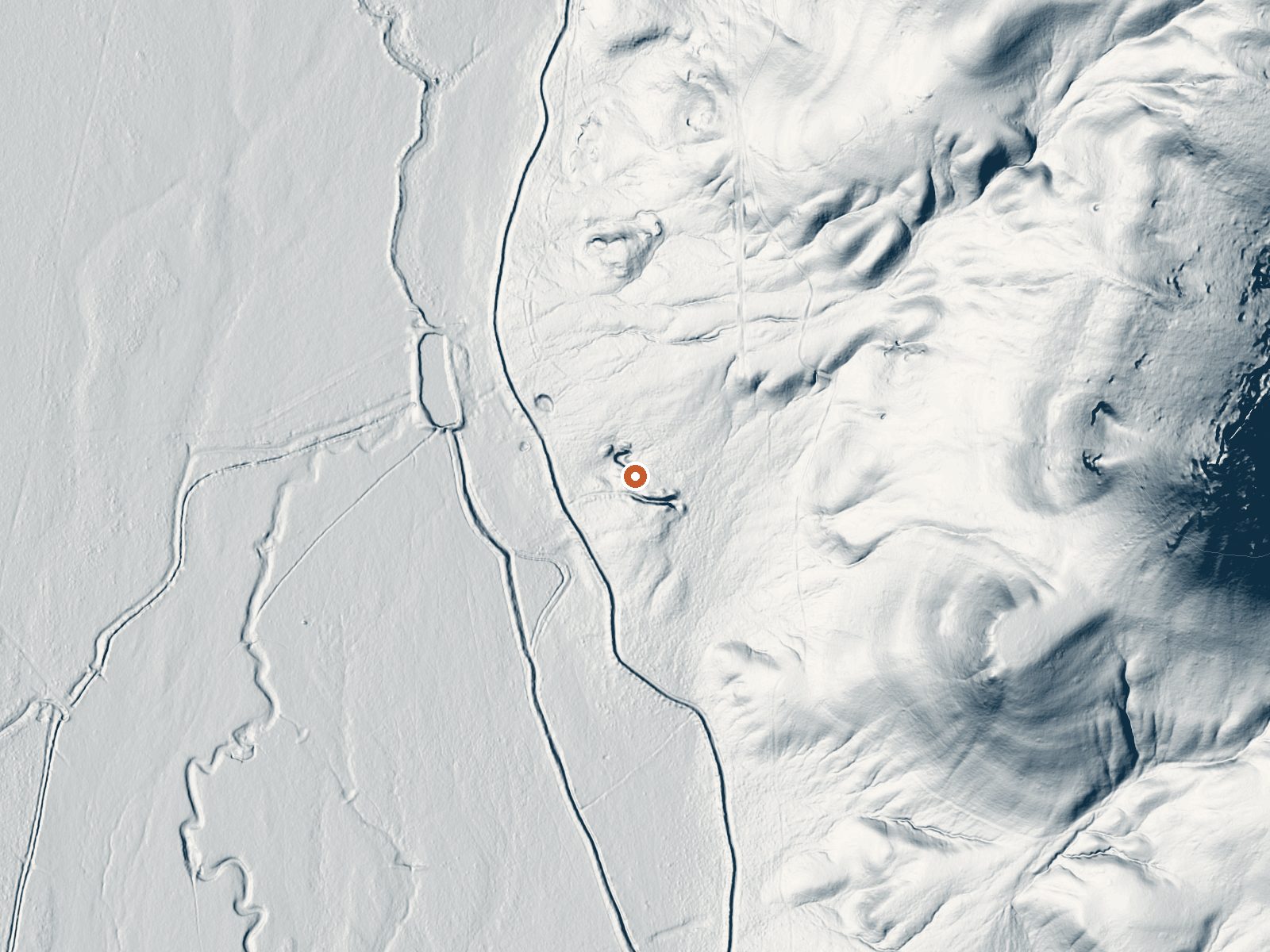 LiDAR bare-earth view of the same ground around Spring (Hot)