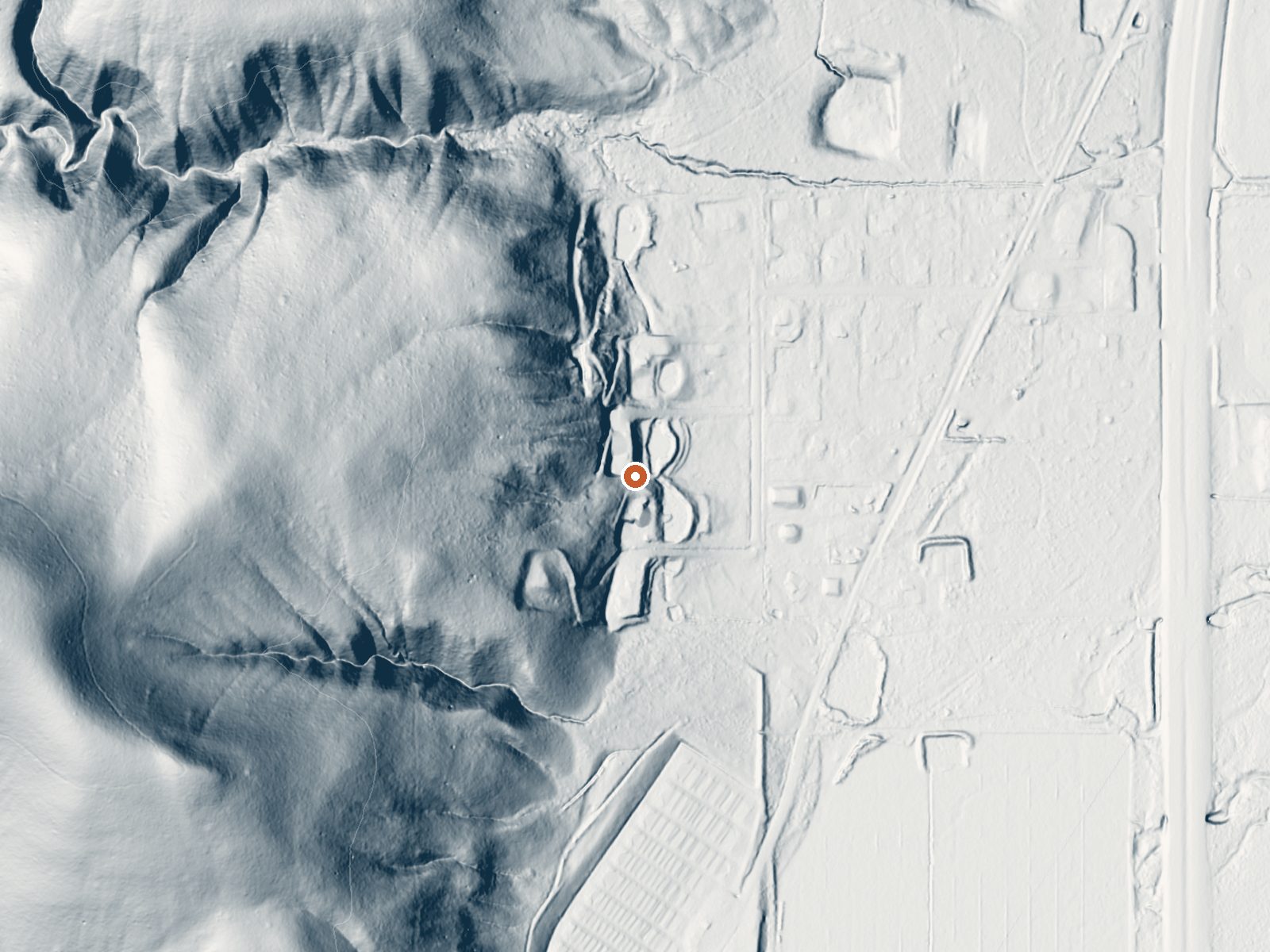 LiDAR bare-earth view of the same ground around Springs