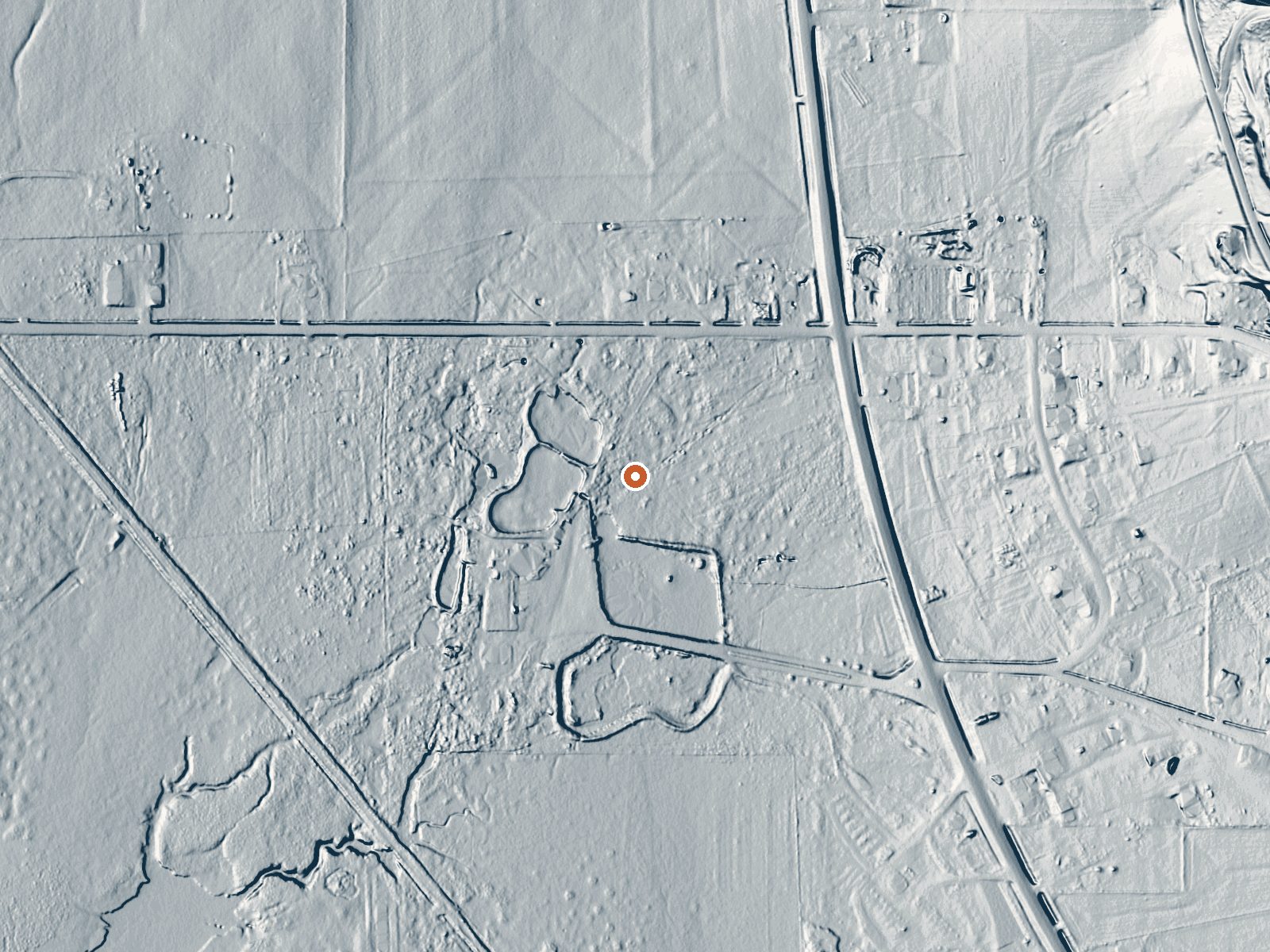 LiDAR bare-earth view of the same ground around Hunters Hot Springs