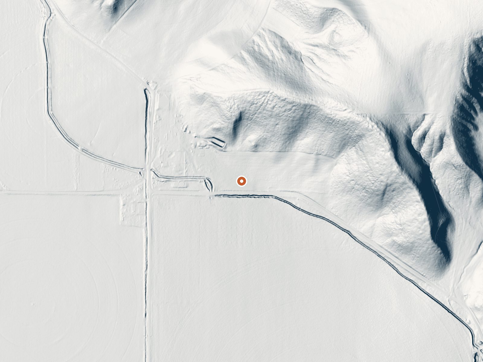 LiDAR bare-earth view of the same ground around Jamieson Hot Springs