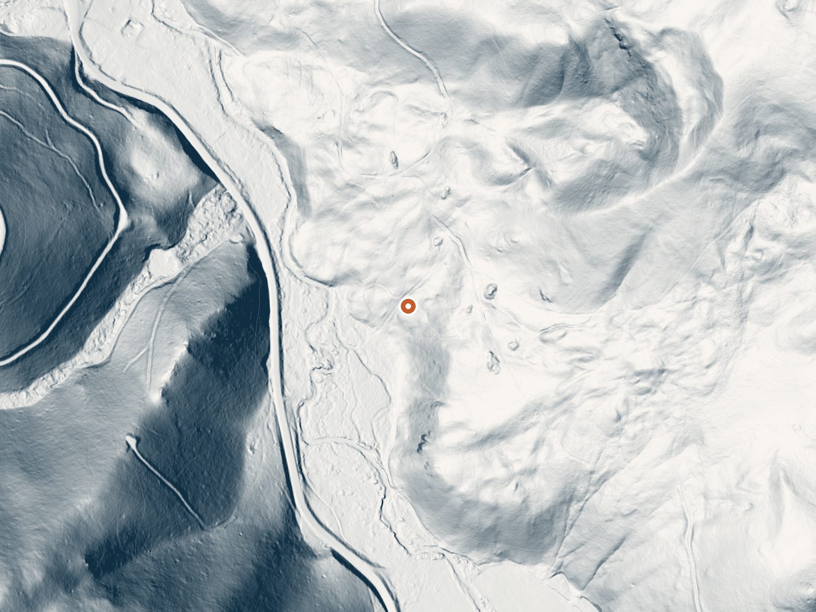 LiDAR bare-earth view of the same ground around Joaquin Miller Hot Springs
