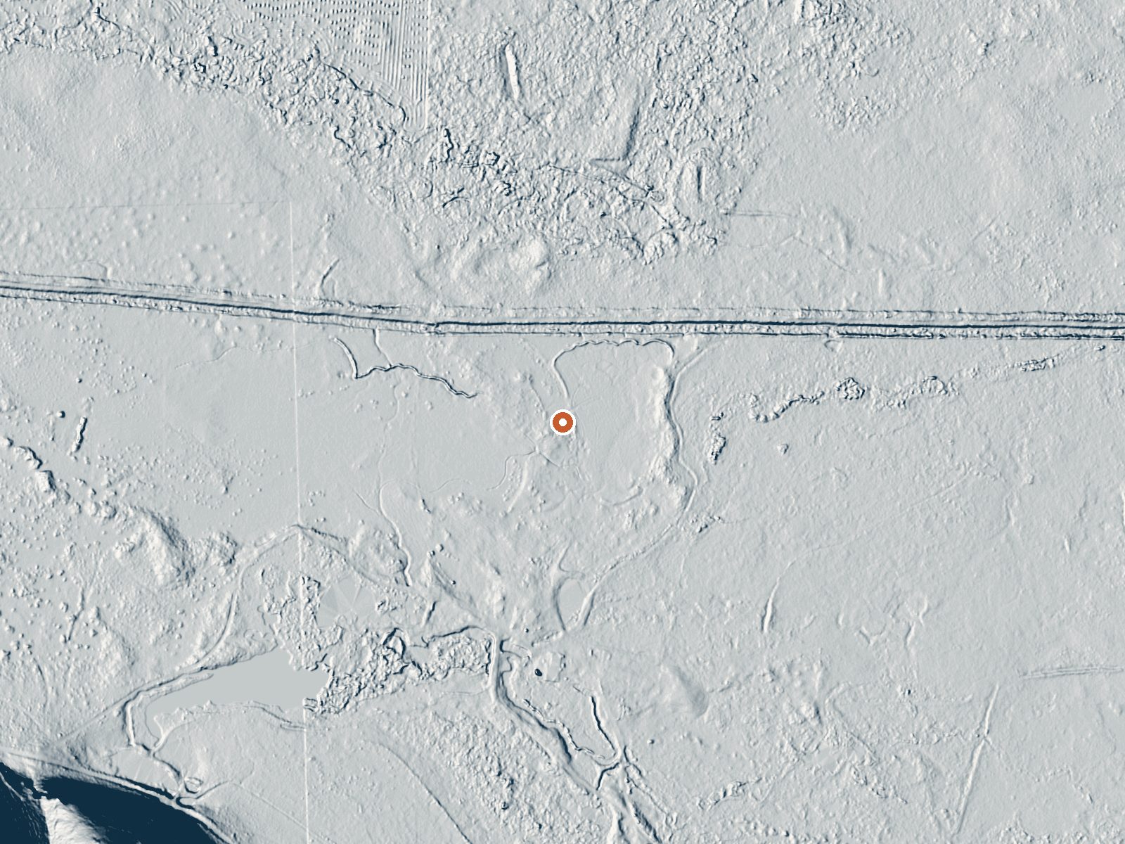 LiDAR bare-earth view of the same ground around Johnson Spring