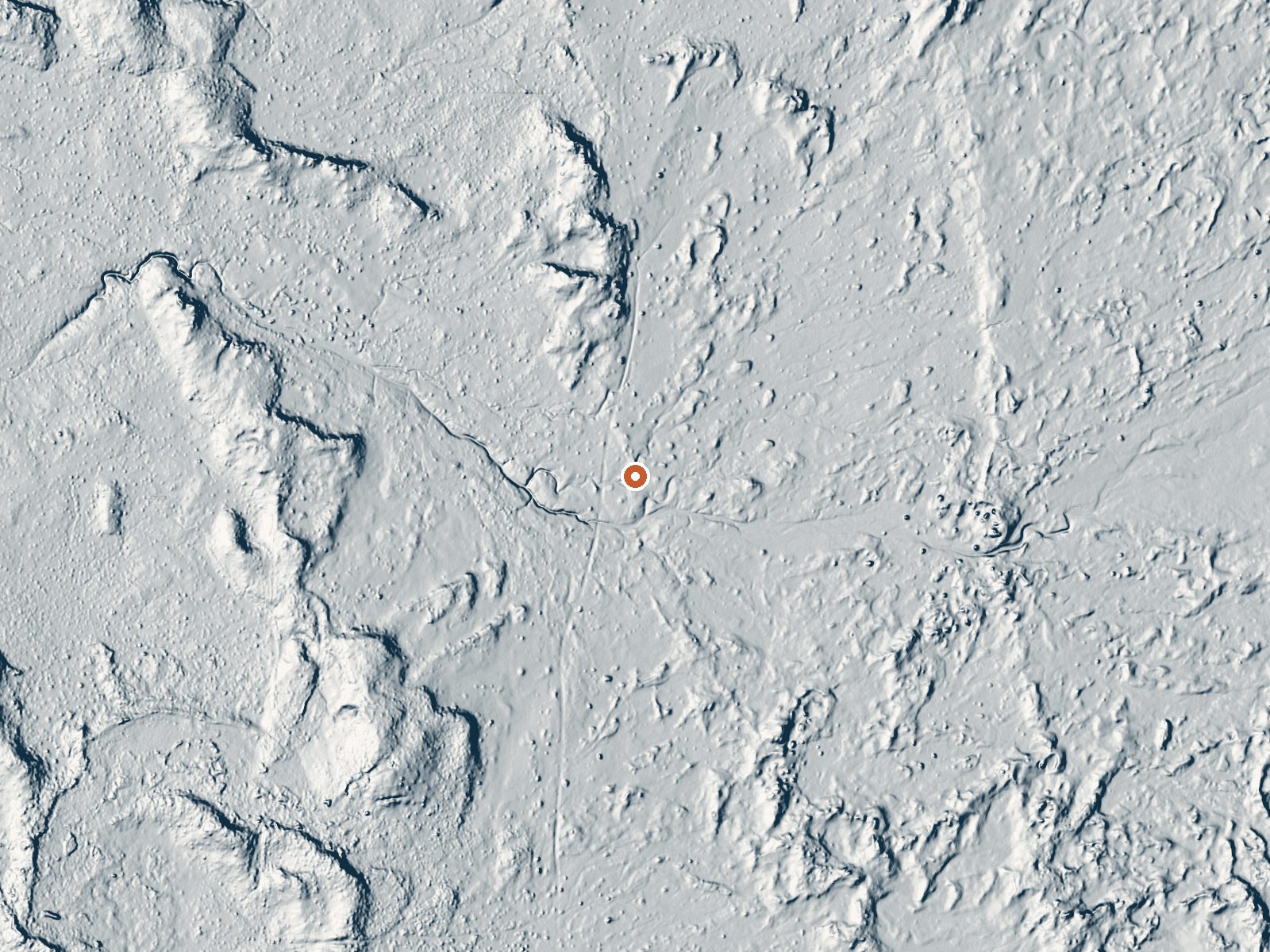 LiDAR bare-earth view of the same ground around Lost Cabin Spring