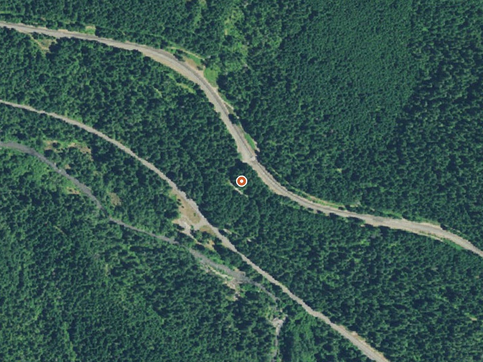 Aerial view of the ground around Mccredie Springs