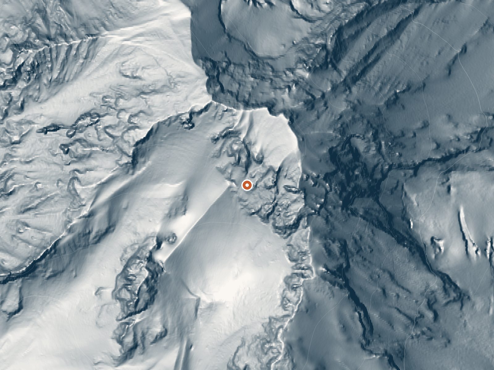 LiDAR bare-earth view of the same ground around Mount Hood Fumaroles