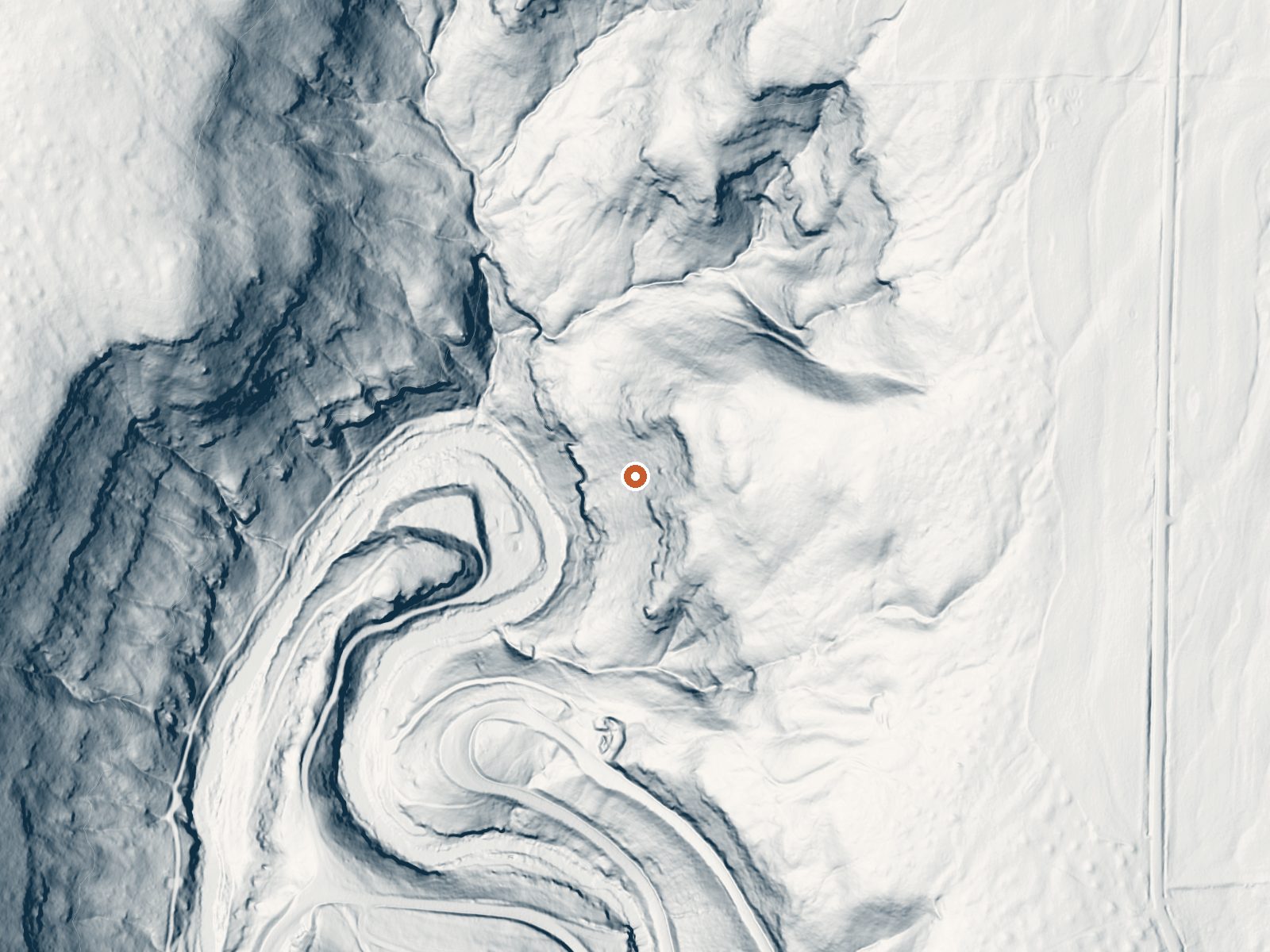 LiDAR bare-earth view of the same ground around Ritter Hot Springs