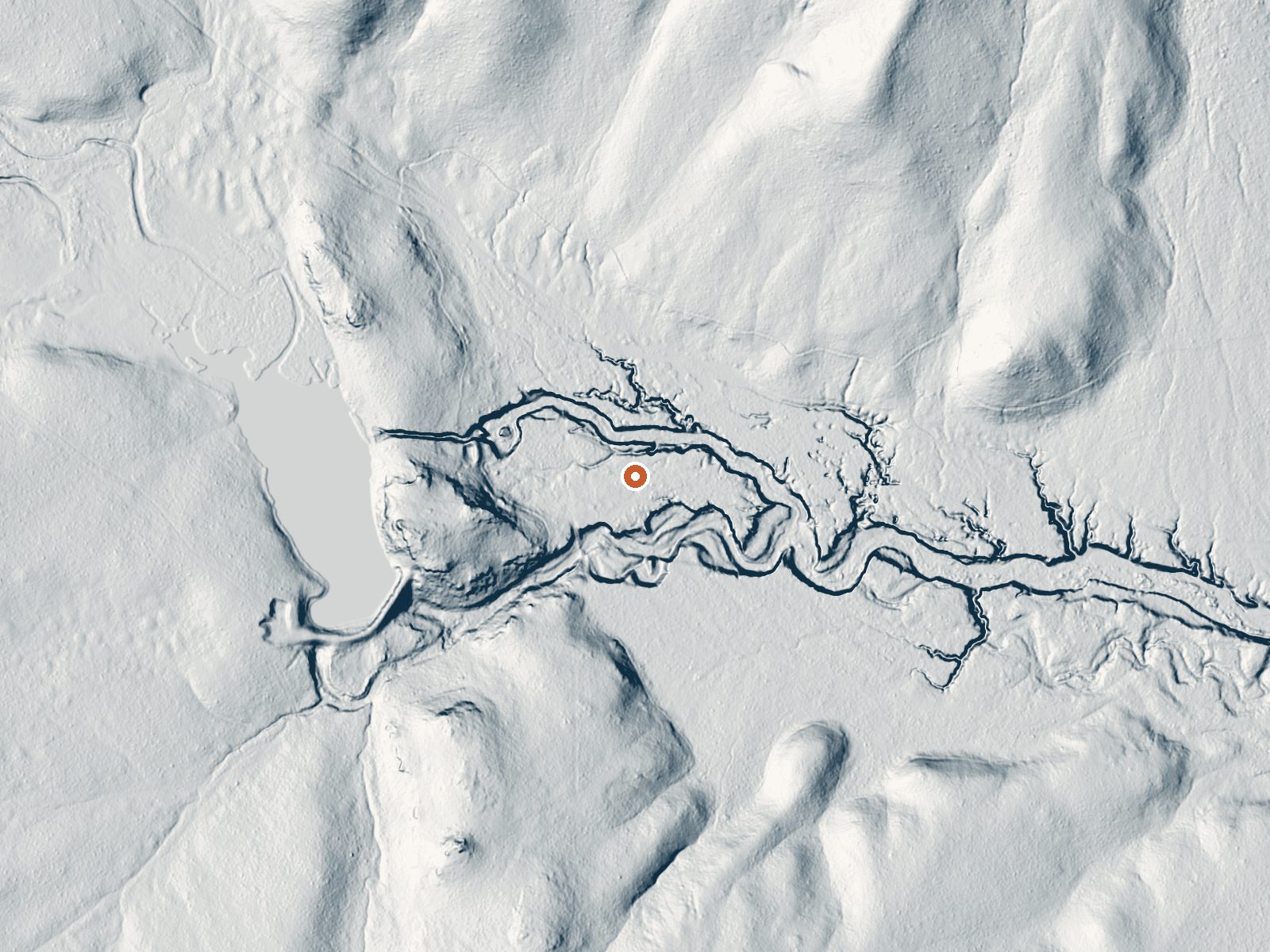 LiDAR bare-earth view of the same ground around Sitz Warm Spring