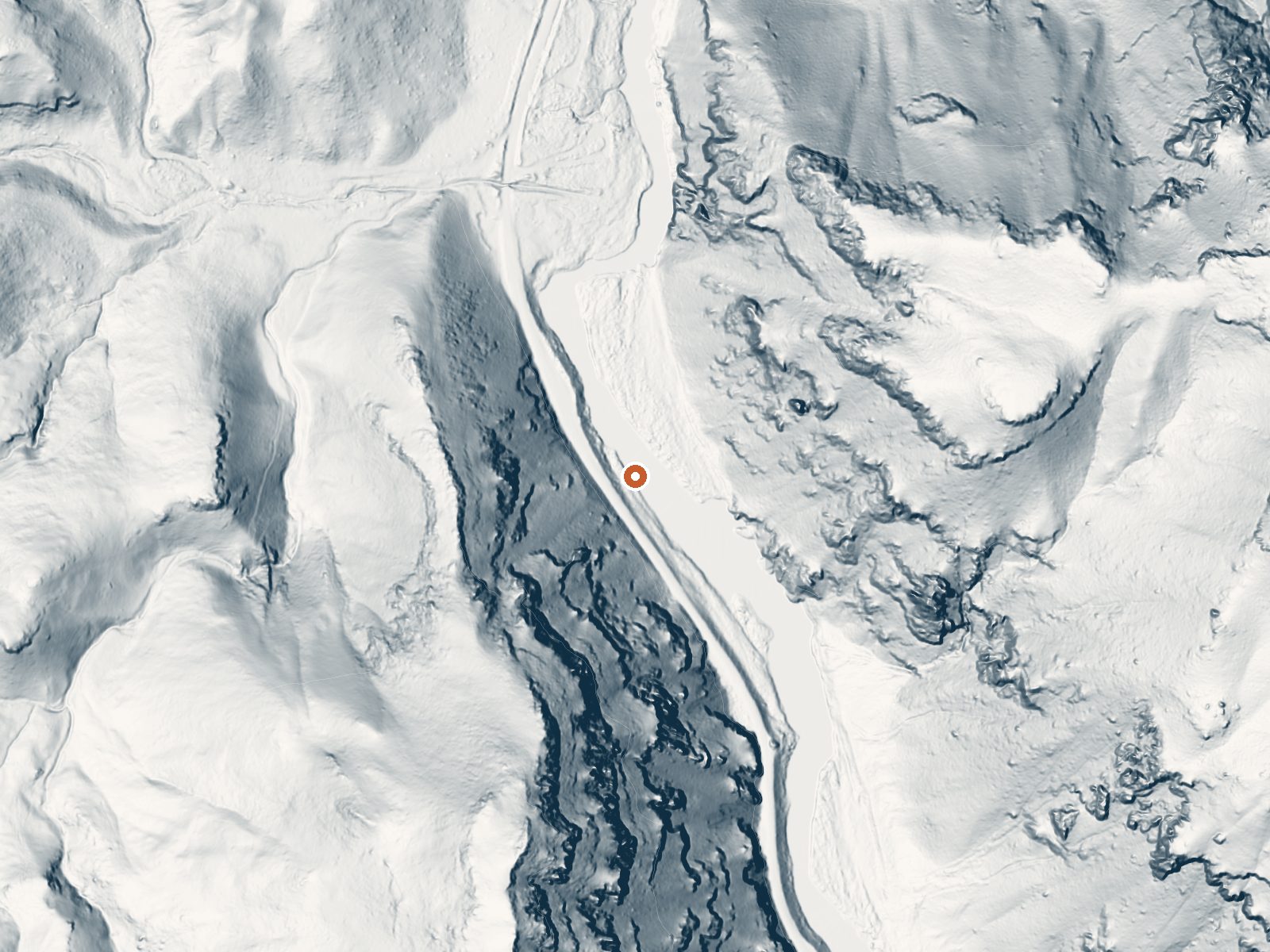 LiDAR bare-earth view of the same ground around Snively Hot Spring