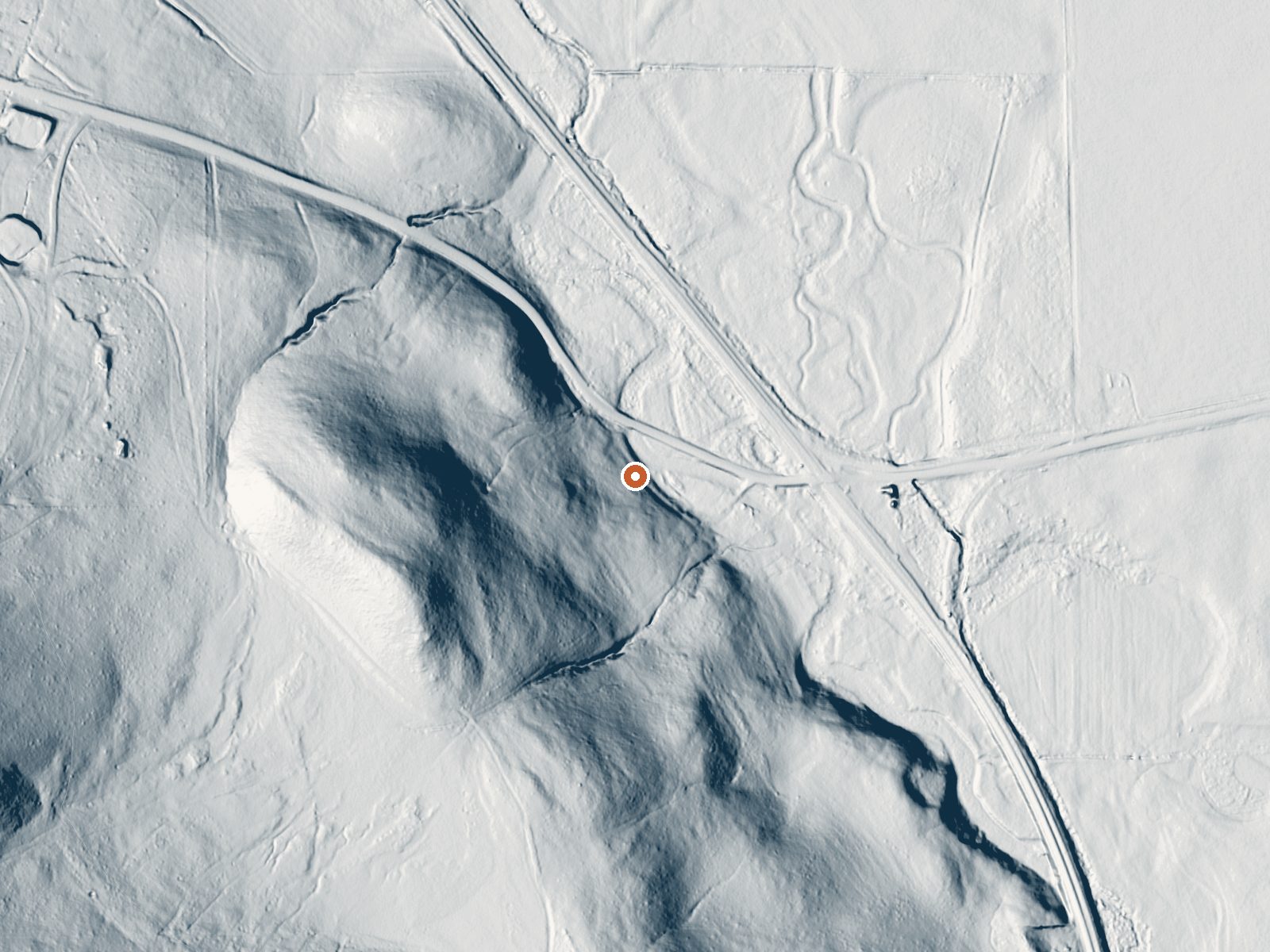 LiDAR bare-earth view of the same ground around Union Station Hot Springs