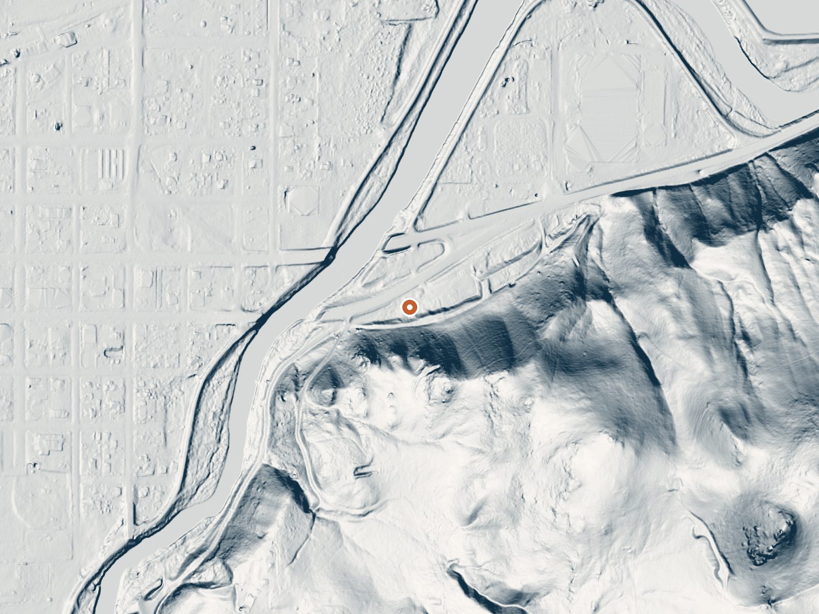 LiDAR bare-earth view of the same ground around Vale Hot Springs