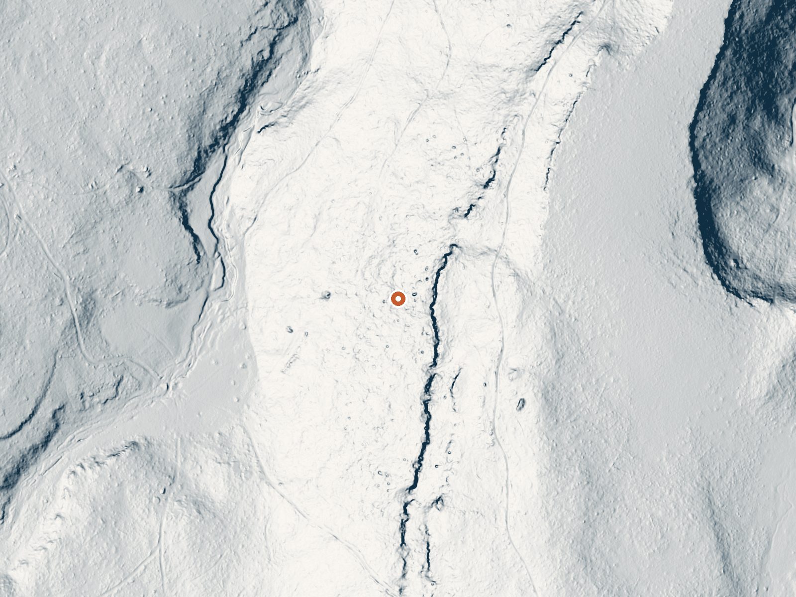 LiDAR bare-earth view of the same ground around Warm Spring