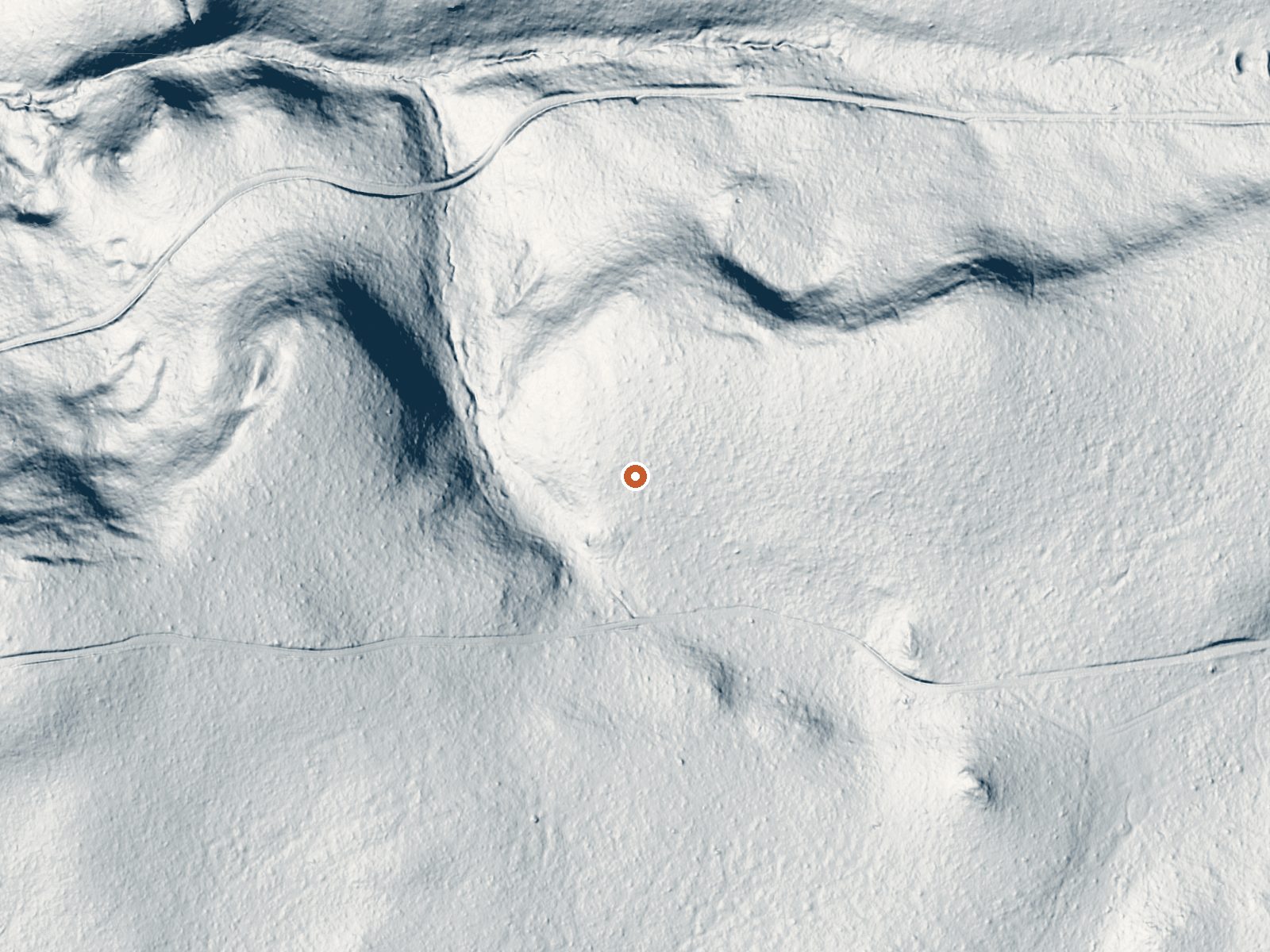LiDAR bare-earth view of the same ground around Warm Springs