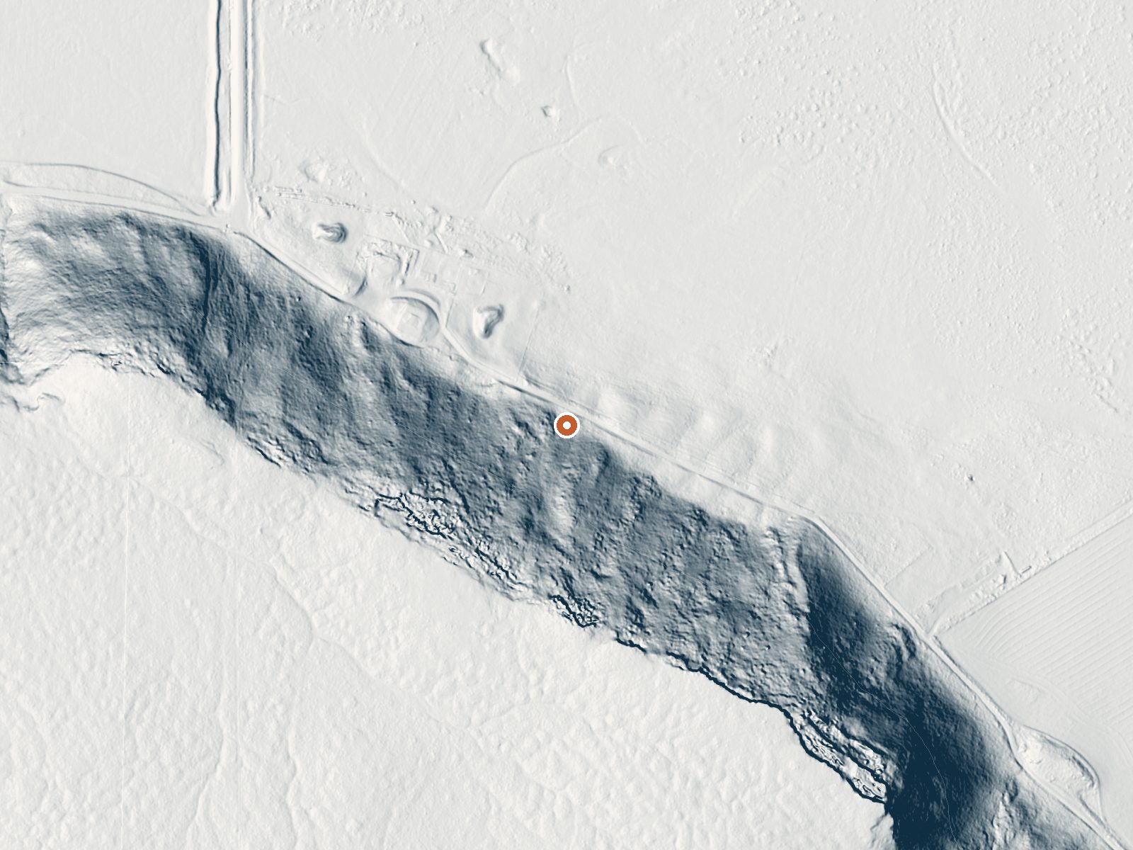 LiDAR bare-earth view of the same ground around Baker Spring