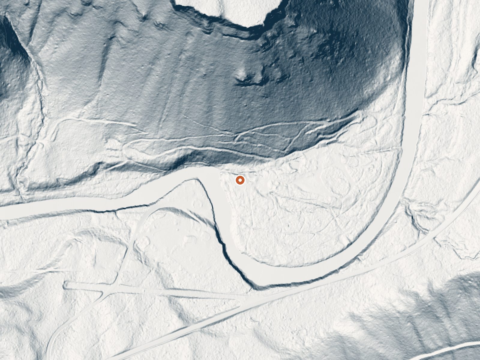 LiDAR bare-earth view of the same ground around Belknap Springs