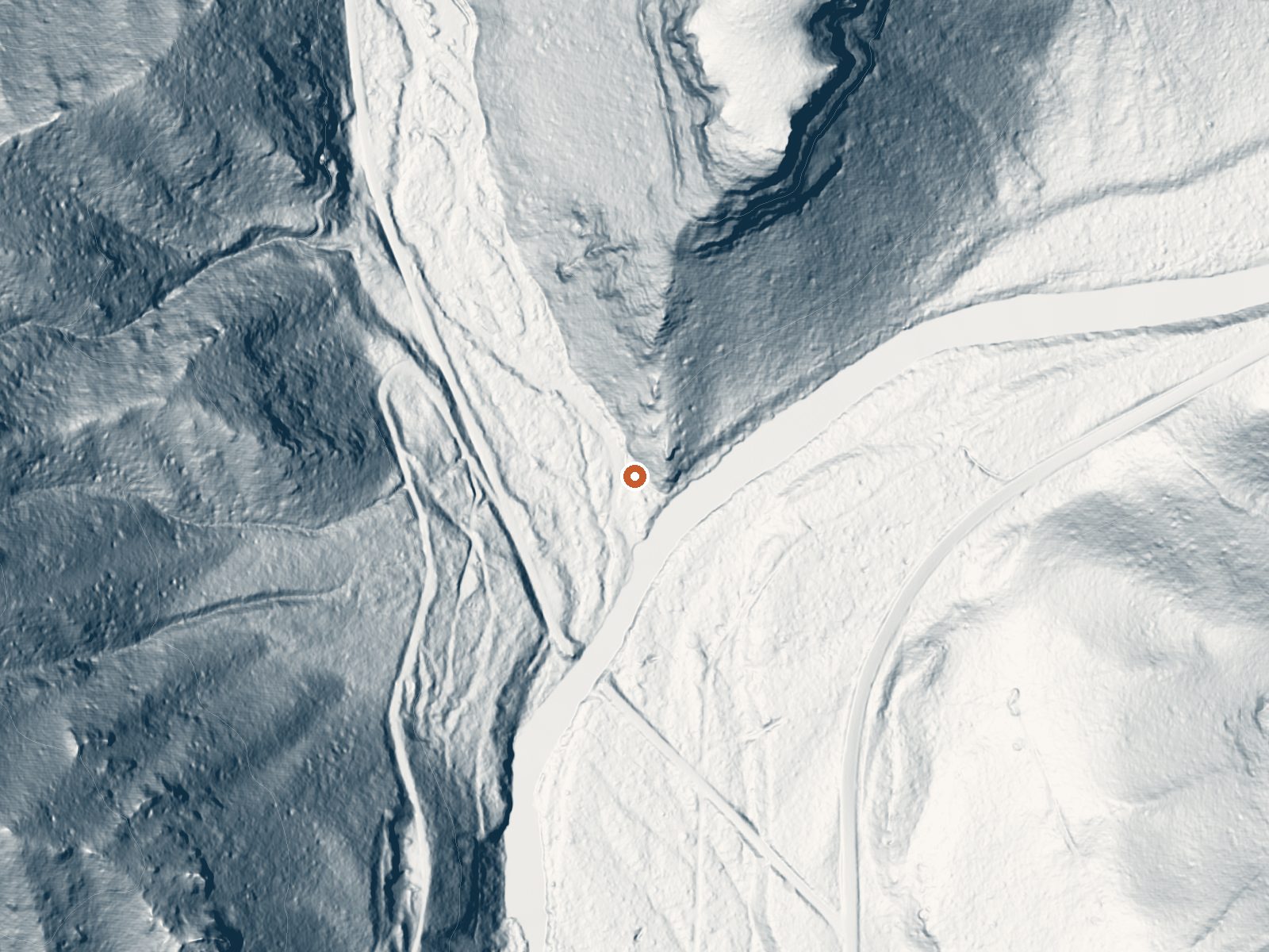 LiDAR bare-earth view of the same ground around Bigelow Hot Springs