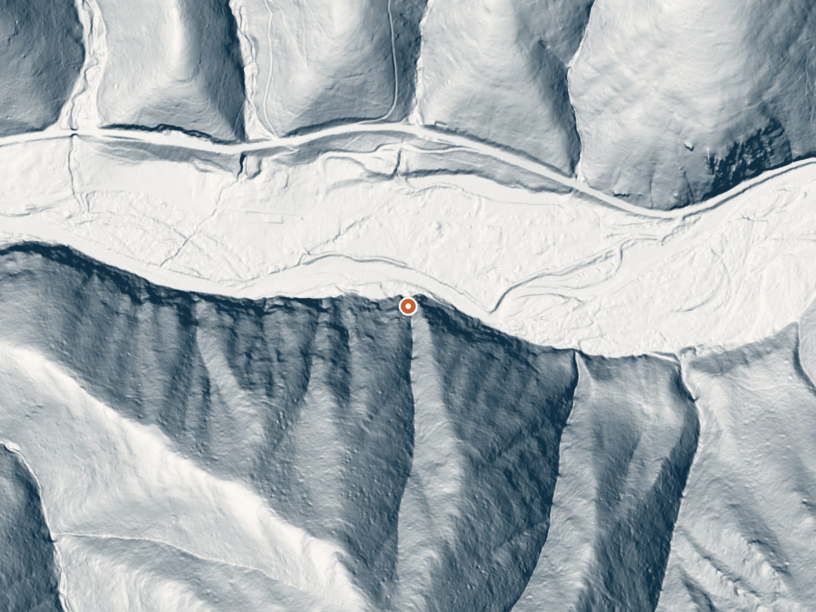 LiDAR bare-earth view of the same ground around Bingham Springs